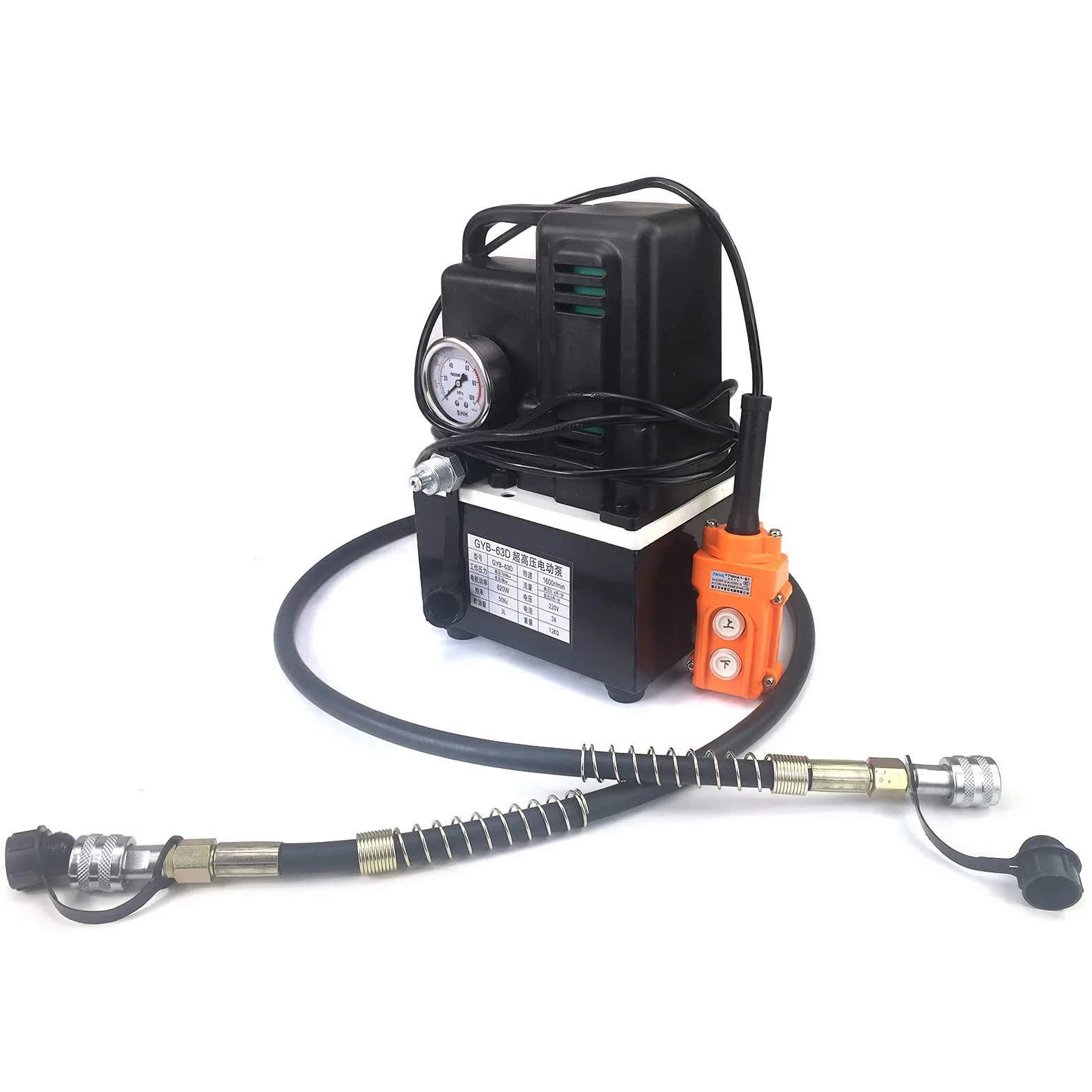 Elektryczna pompa hydrauliczna, 1200 W, 700 bar, wysokie ciśnienie, olej hydrauliczny, pojedyncza pompa olejowa, wysoka i niska wydajność ciśnienia, wyposażona w przewodowy pilot zdalnego sterowania