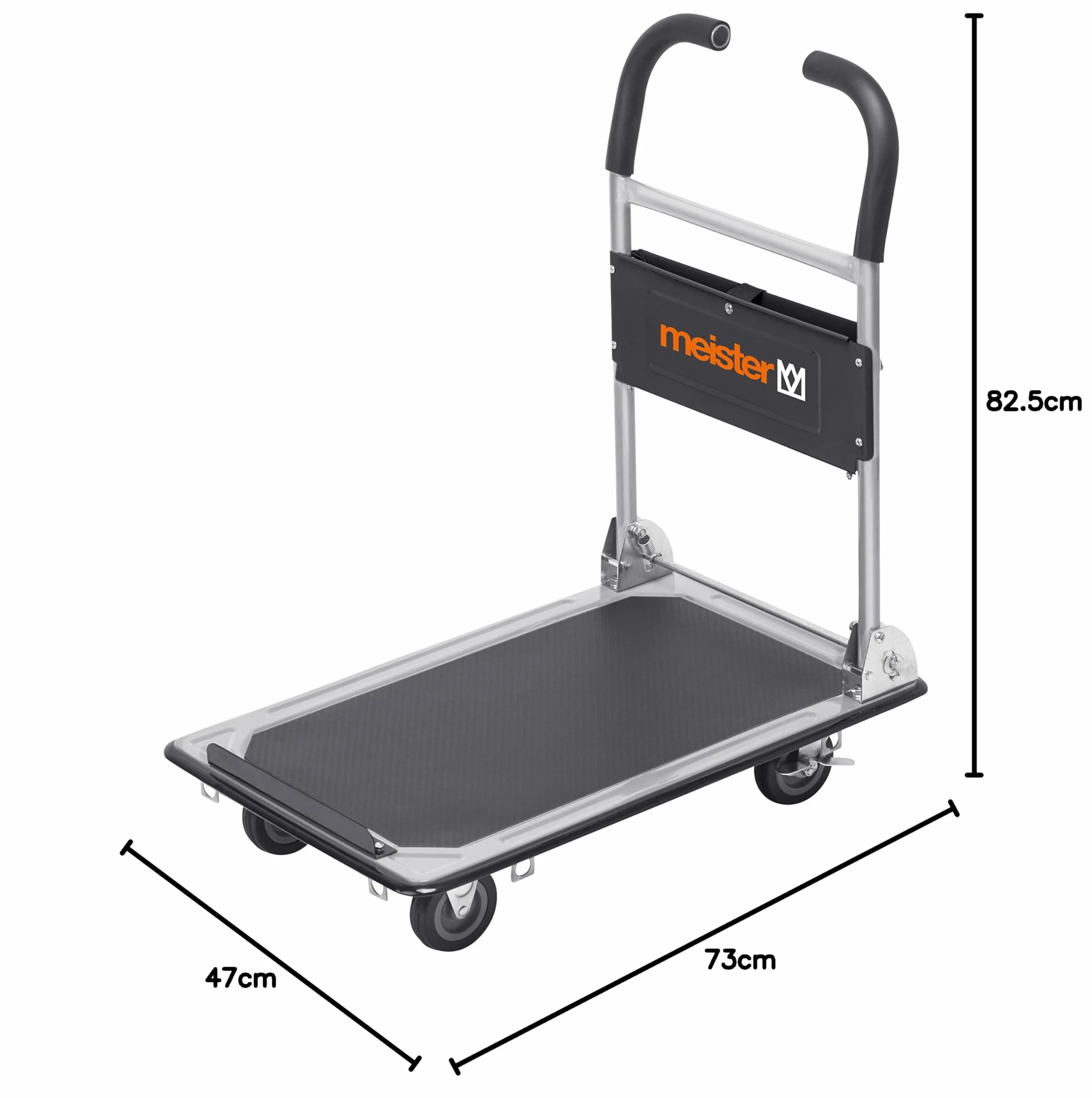 Meister 8985620 Wózek Platformowy, Srebrny/Czarny, 150kg