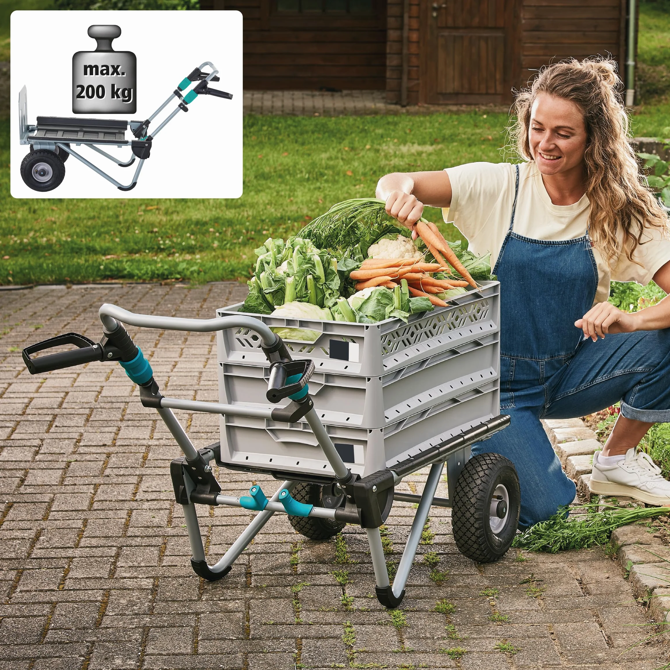 Wolfcraft System transportowy TS 2500 2 w 1 wózek transportowy i przesuwny składany kompaktowy