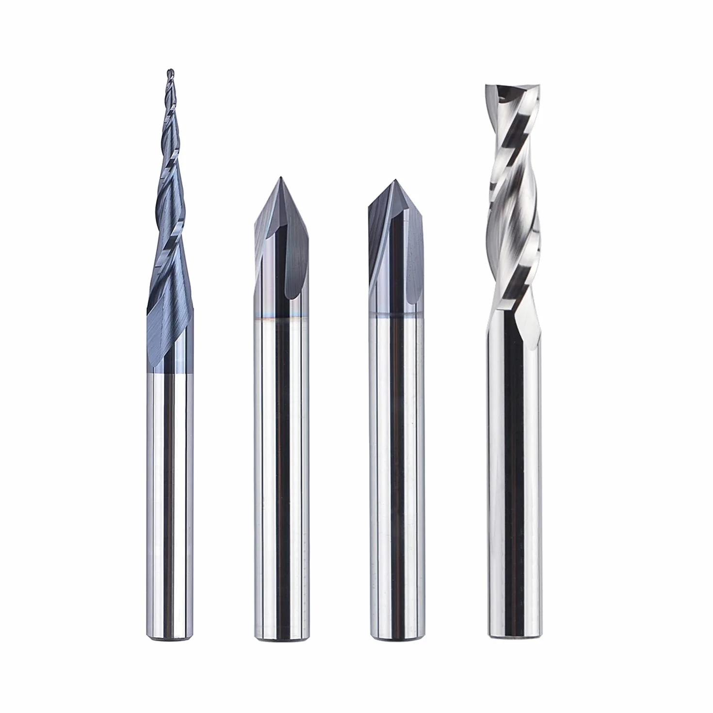 SpeTool Zestaw 4 frezów 6 mm trzpień z twardego metalu VHM CNC frez do rowków V do grawerowania drewna