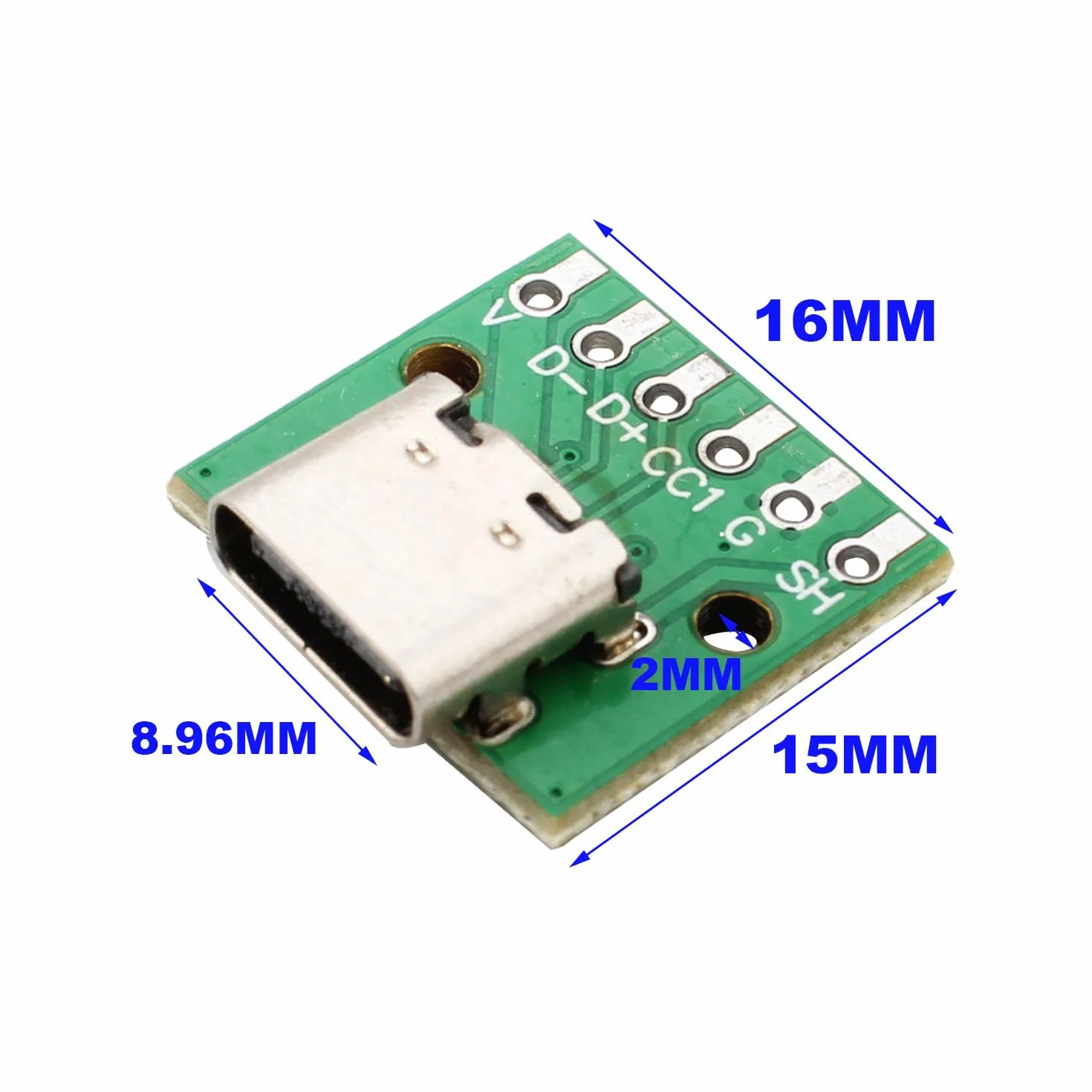 RUNCCI-YUN Adapter USB C na DIP PCB Breakout Board 2,54 mm Pitch 16 pinów 3.1 typ C