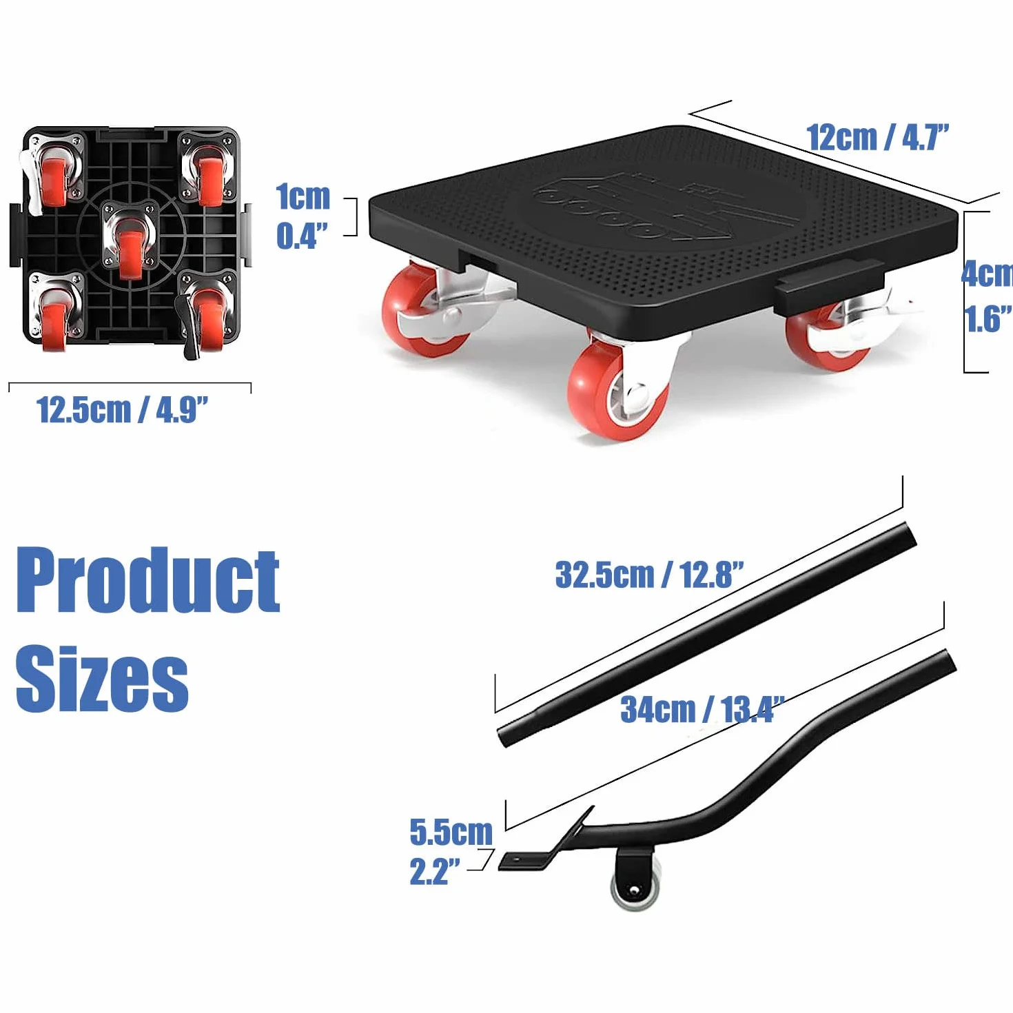 Heavy Furniture Lifter Mover Dolly zestaw wózków z 5 kółkami, obrót o 360°, z wysuwanym łomem, nośność 400 kg, zestaw narzędzi do przenoszenia ciężkich przedmiotów