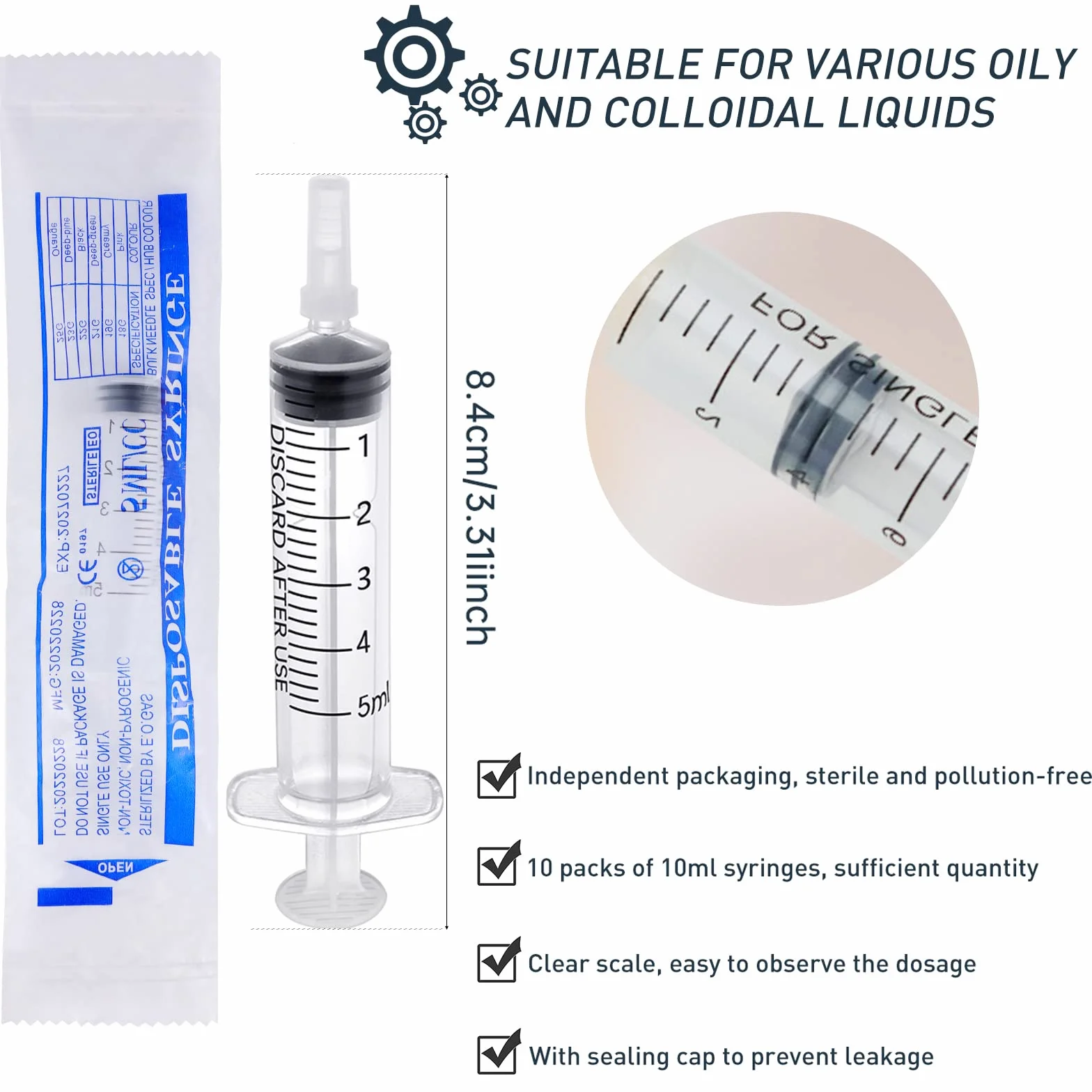 10 sztuk strzykawka z pokrywką, 5 ml strzykawka dozująca, strzykawka bez igły, strzykawka do buraków, tworzywo sztuczne do laboratoriów naukowych dozowanie płynów karmienie roślin dla zwierząt