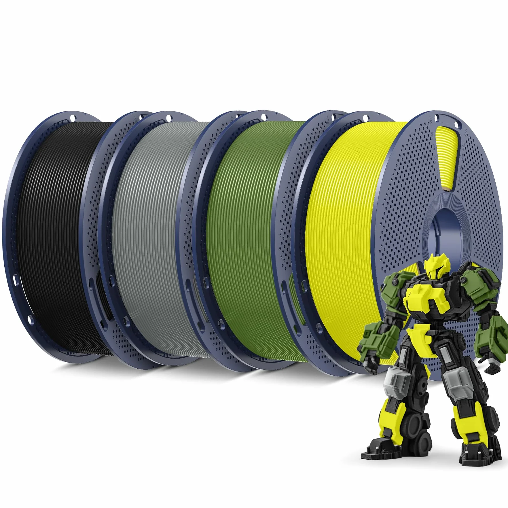 SUNLU PLA+ Filament 1,75mm 4KG PLA Plus do drukarek 3D czarny oliwkowy szary żółty