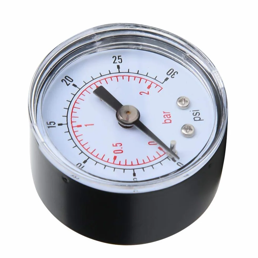 Mechanisches Manometer, 1/8 Zoll BSPT Axialmanometer für Luft, Öl und Wasser(0-30psi,0-2bar)