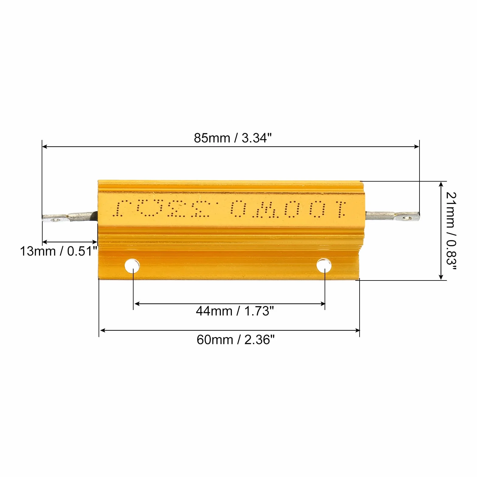 PATIKIL 100W 0.33 Ohm Aluminiowa obudowa rezystor, 2 Pakiet Aluminium Obudowa Rezystor Hostowany Obudowa Uzwojone Rezystory Gwint Moc Rezystor, Złoty