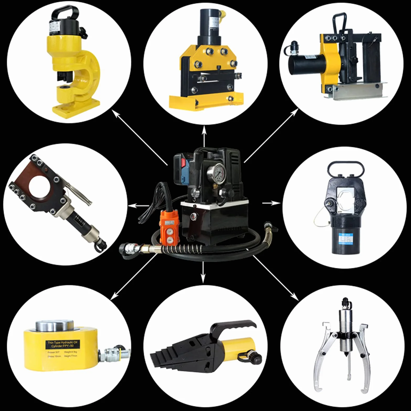 Elektryczna pompa hydrauliczna, 1200 W, 700 bar, wysokie ciśnienie, olej hydrauliczny, pojedyncza pompa olejowa, wysoka i niska wydajność ciśnienia, wyposażona w przewodowy pilot zdalnego sterowania