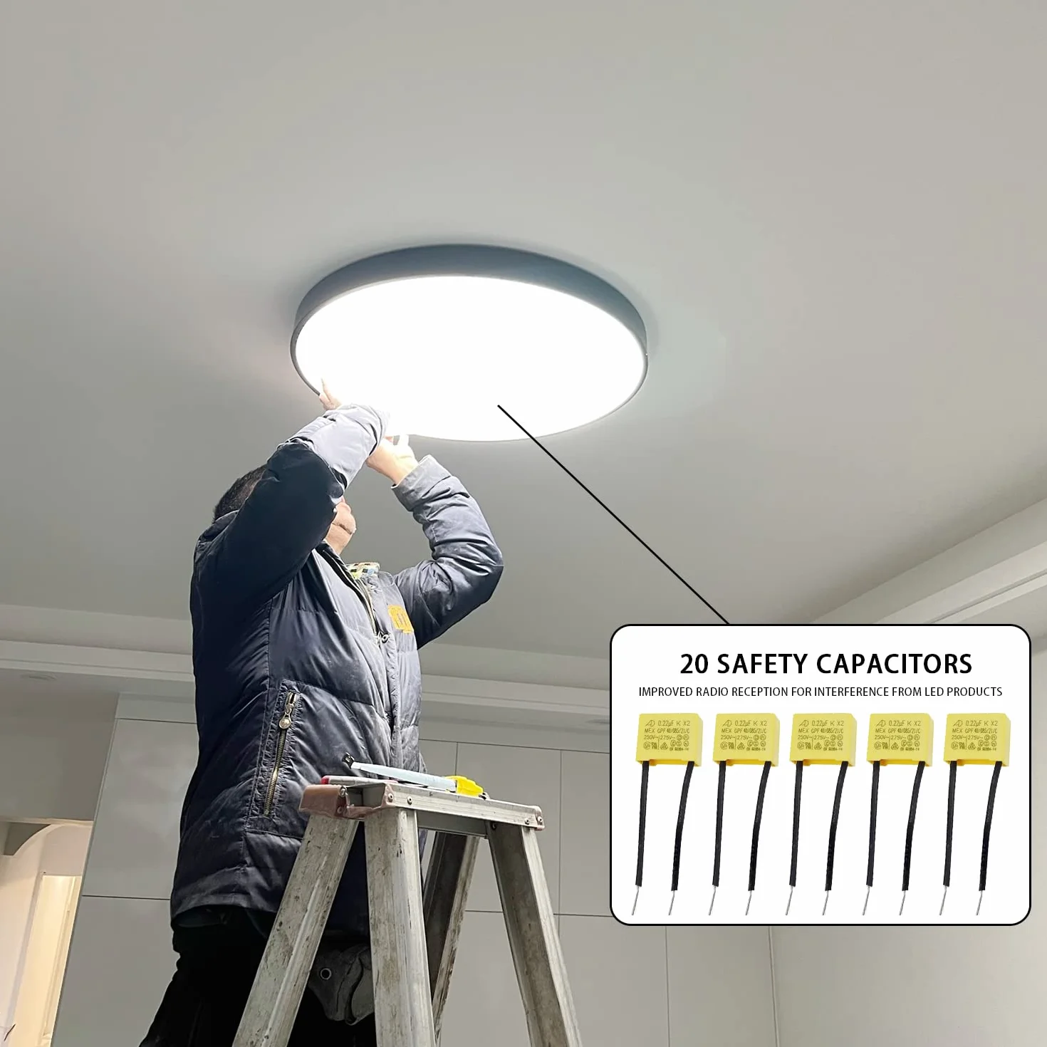 20 sztuk Kondensatory 0.22uF 275V X2 Skraplacz bezpieczeństwa LED tłumienie do kierunkowskazów
