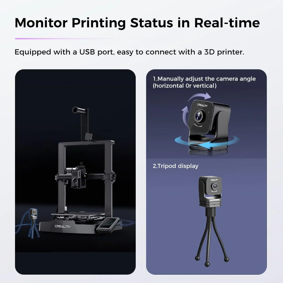 Creality Nebula Kamera 24h Monitoring Automatyczne Tworzenie Filmów Poklatkowych Kompatybilny z Sonic Pad Nebula Pad Ender 3 V3 KE CR 10