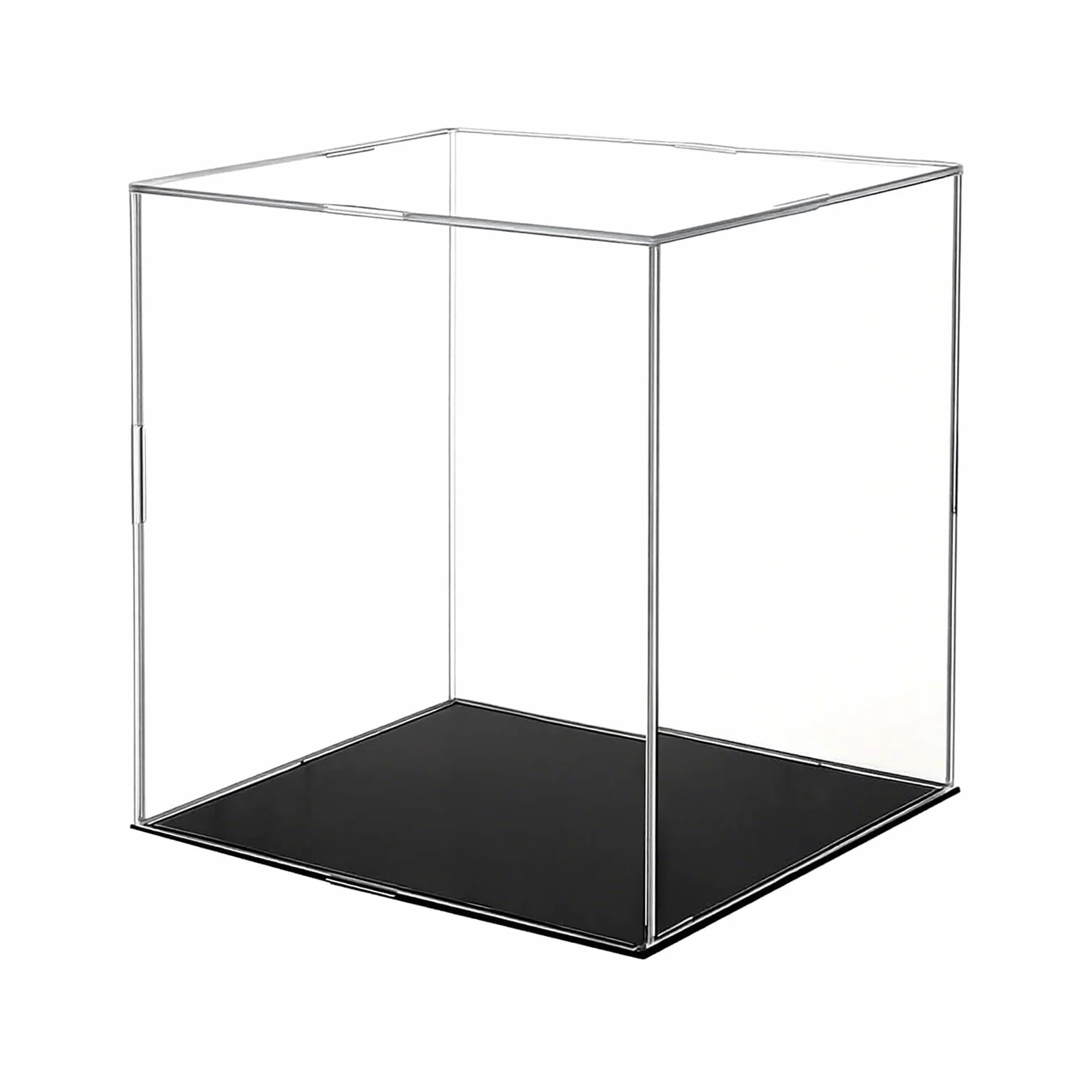 Przezroczysty stojak ekspozycyjny 15 × 15 × 15 cm, akrylowy pojemnik pyłoszczelny, gablota pleksi Łatwy montaż, akrylowa witryna z czarną podstawą do figurek akcji, zabawek, kolekcji