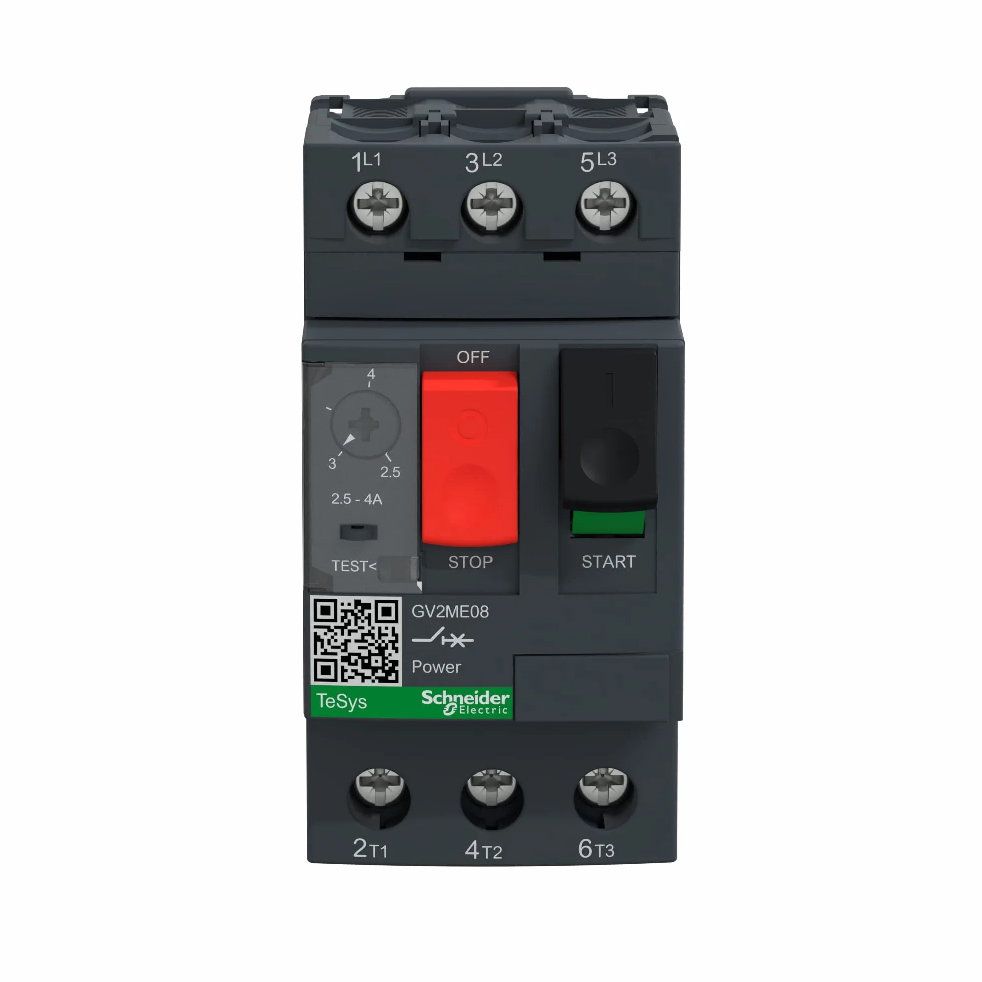 Schneider Electric GV2ME08 wyłącznik ochronny silnika 3p 2,5-4 A uruchamianie przycisku przyłącze śrubowe 45 x 89 x 78,2 mm
