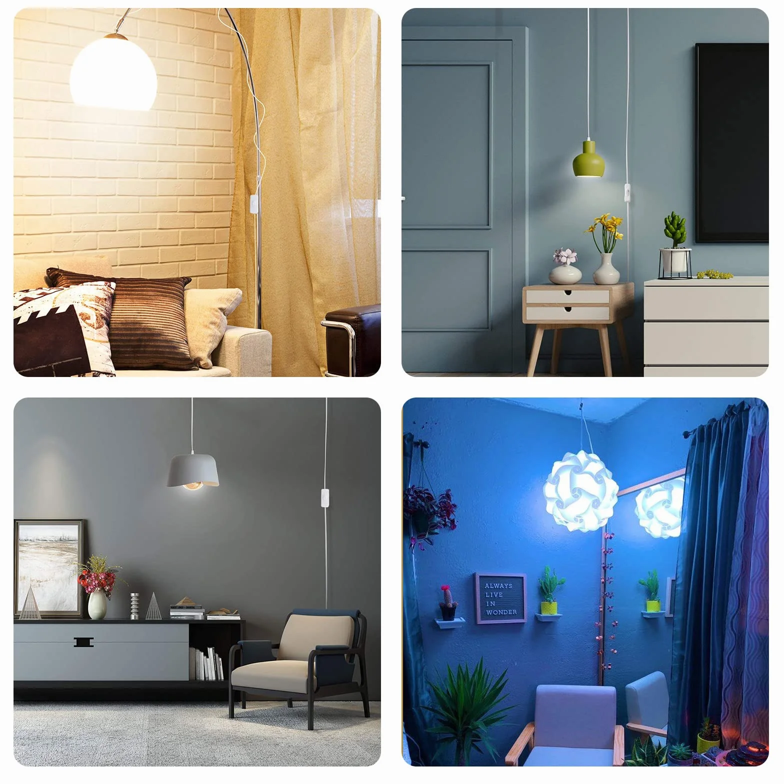 Oprawa lampy E27, biała, 3,5 m, z przełącznikiem i wtyczką euro, AC 230 V, kabel oprawka lampy E27 z pierścieniem śrubowym do abażuru, do lampy wiszącej, papierowej, 1 szt