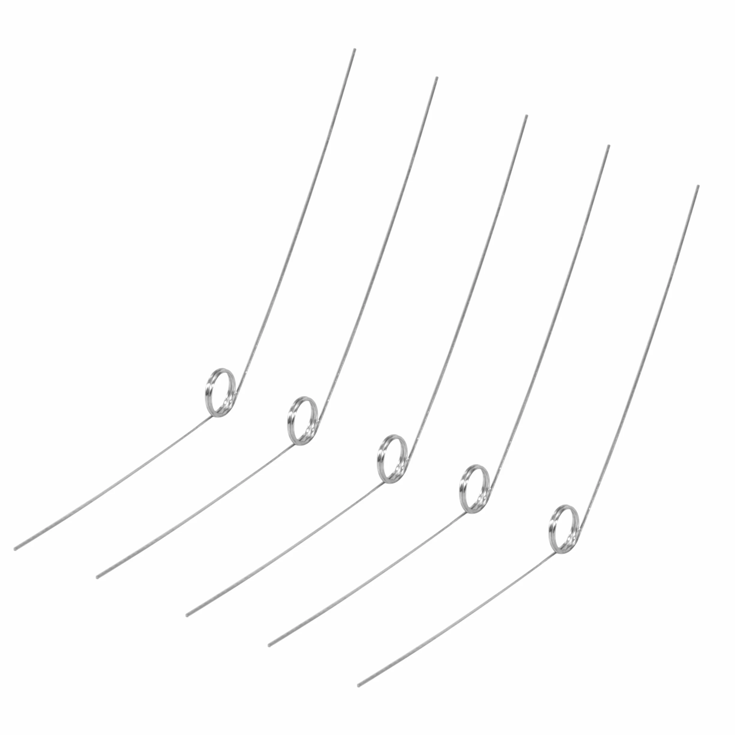 10 szt. sprężyn skrętnych ze stali nierdzewnej średnica drutu 0,3 mm średnica wewnętrzna 2 mm długość ramienia 20 mm kąt 135° 2 obroty prawy obrót 0,3 x 2 x 20 mm