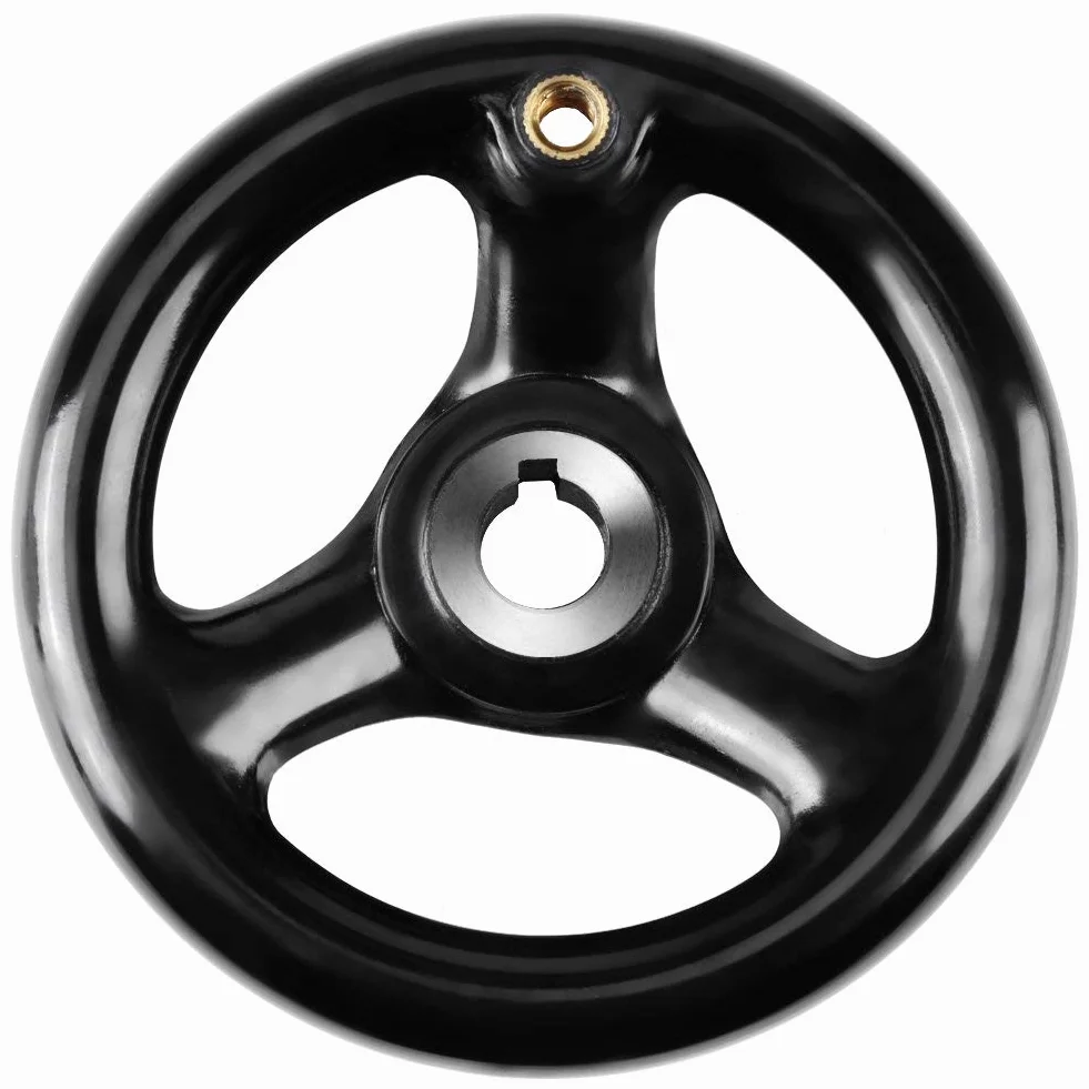 12 mm * 100 mm czarny bakelit okrągłe 3 szprychowe koło ręczne z obrotowym uchwytem do tokarki