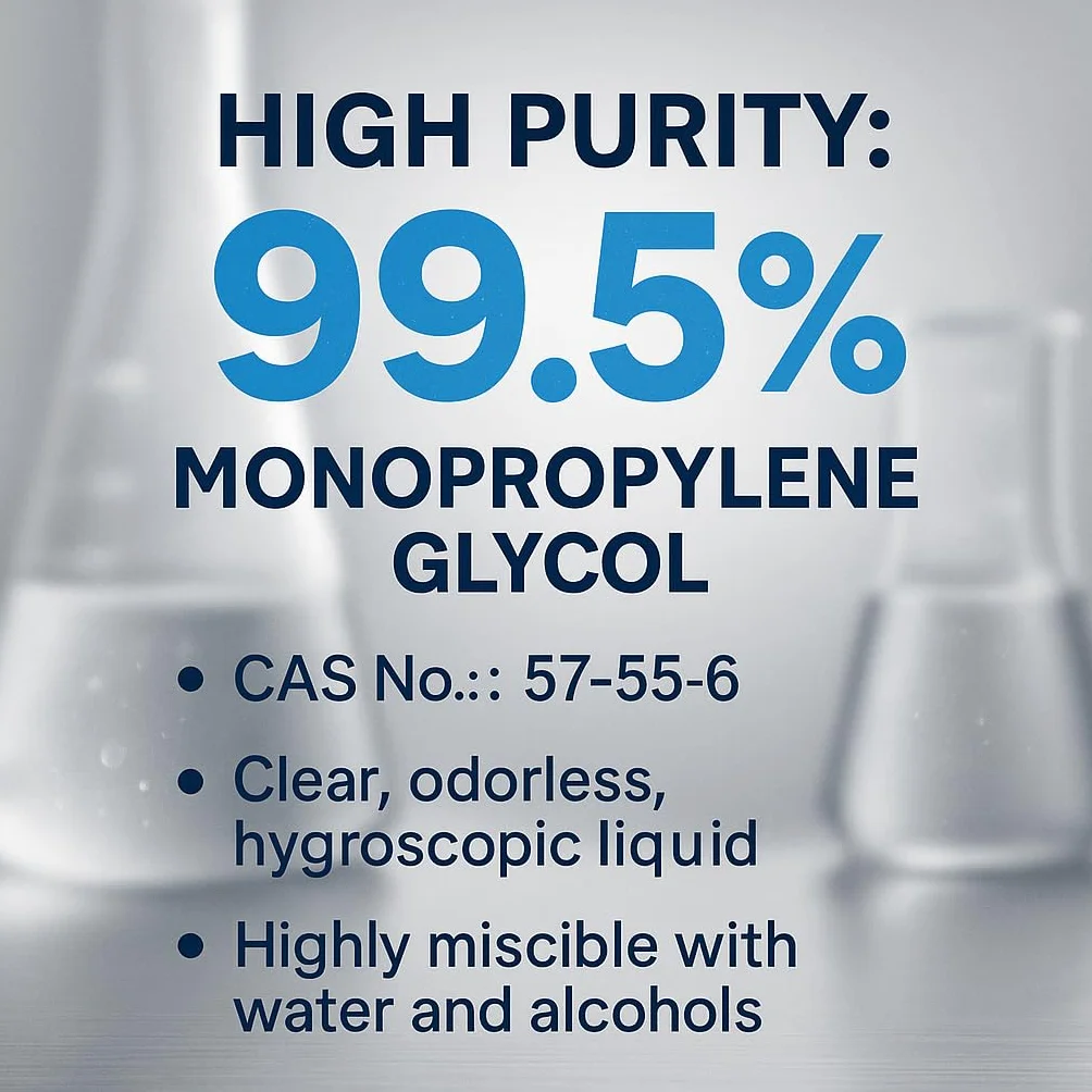 GiDeli Glikol propylenowy 99,5% 1 l glikol monopropylenowy (PG) rozpuszczalnik do kosmetyków, farmaceutyków, chemii, przemysłu, laboratoriów i zastosowań technicznych