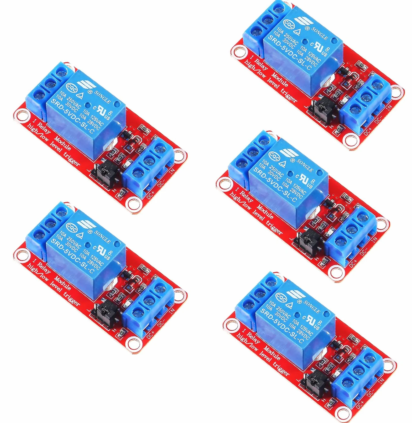 RUNCCI-YUN 5 sztuk moduł przekaźnika 1-kanałowy 5V z transoptorem High Low Level Trigger do Raspberry Pi Arduino