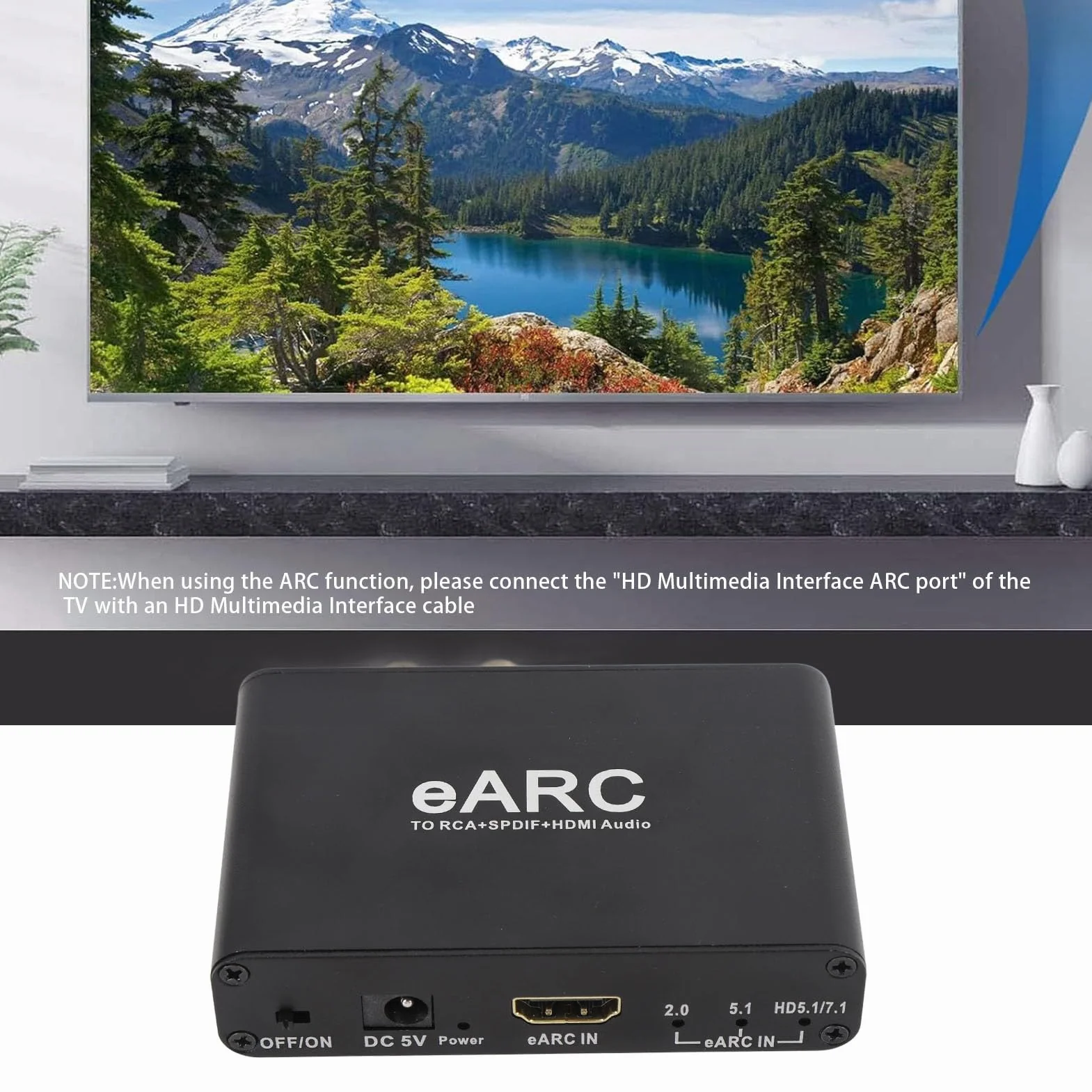 Earc Audio Extractor 192 KHz HDMI Optical SPDIF L/R 3,5 mm Aux Adapter Audio do Wzmacniacza Głośników HDTV