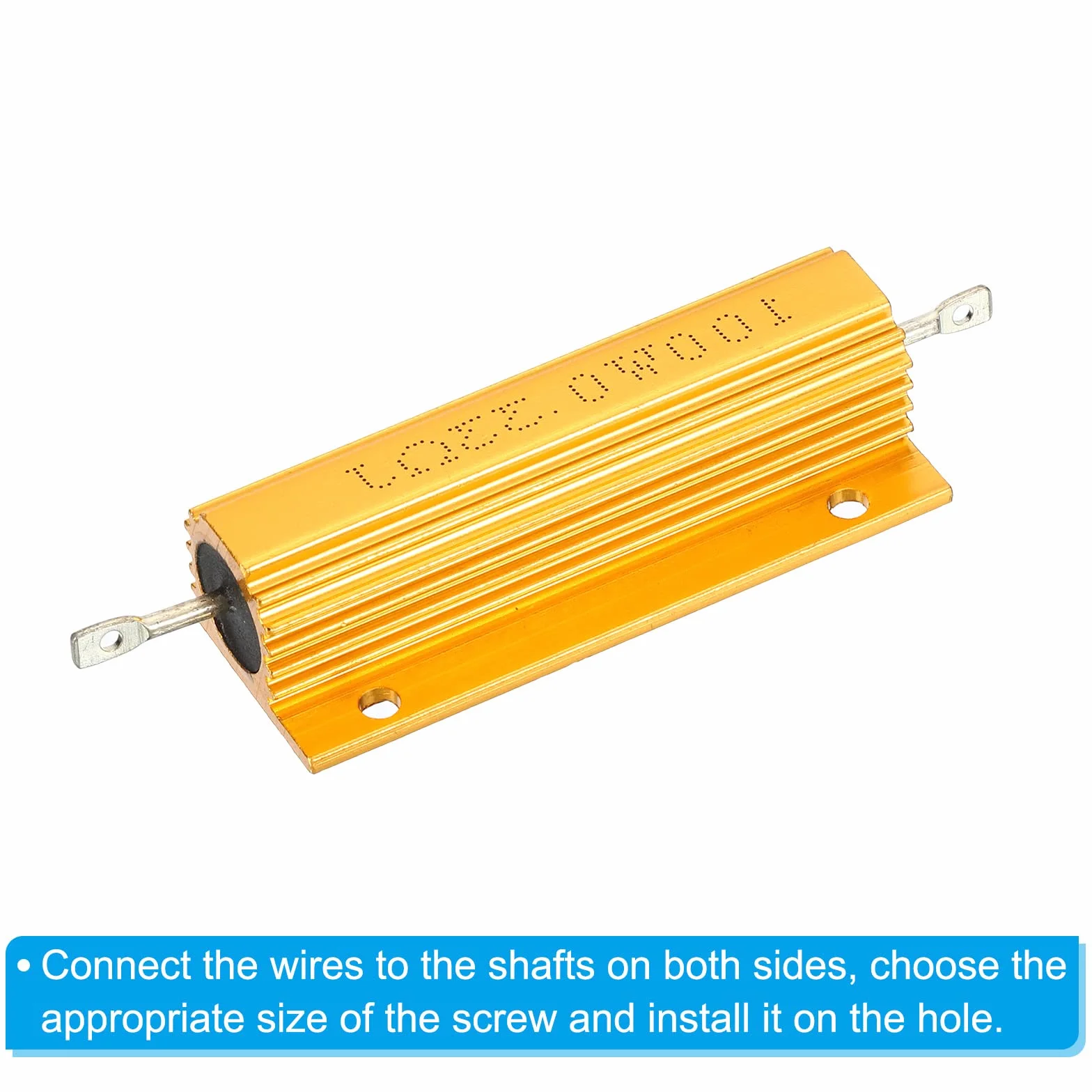 PATIKIL 100W 0.33 Ohm Aluminiowa obudowa rezystor, 2 Pakiet Aluminium Obudowa Rezystor Hostowany Obudowa Uzwojone Rezystory Gwint Moc Rezystor, Złoty