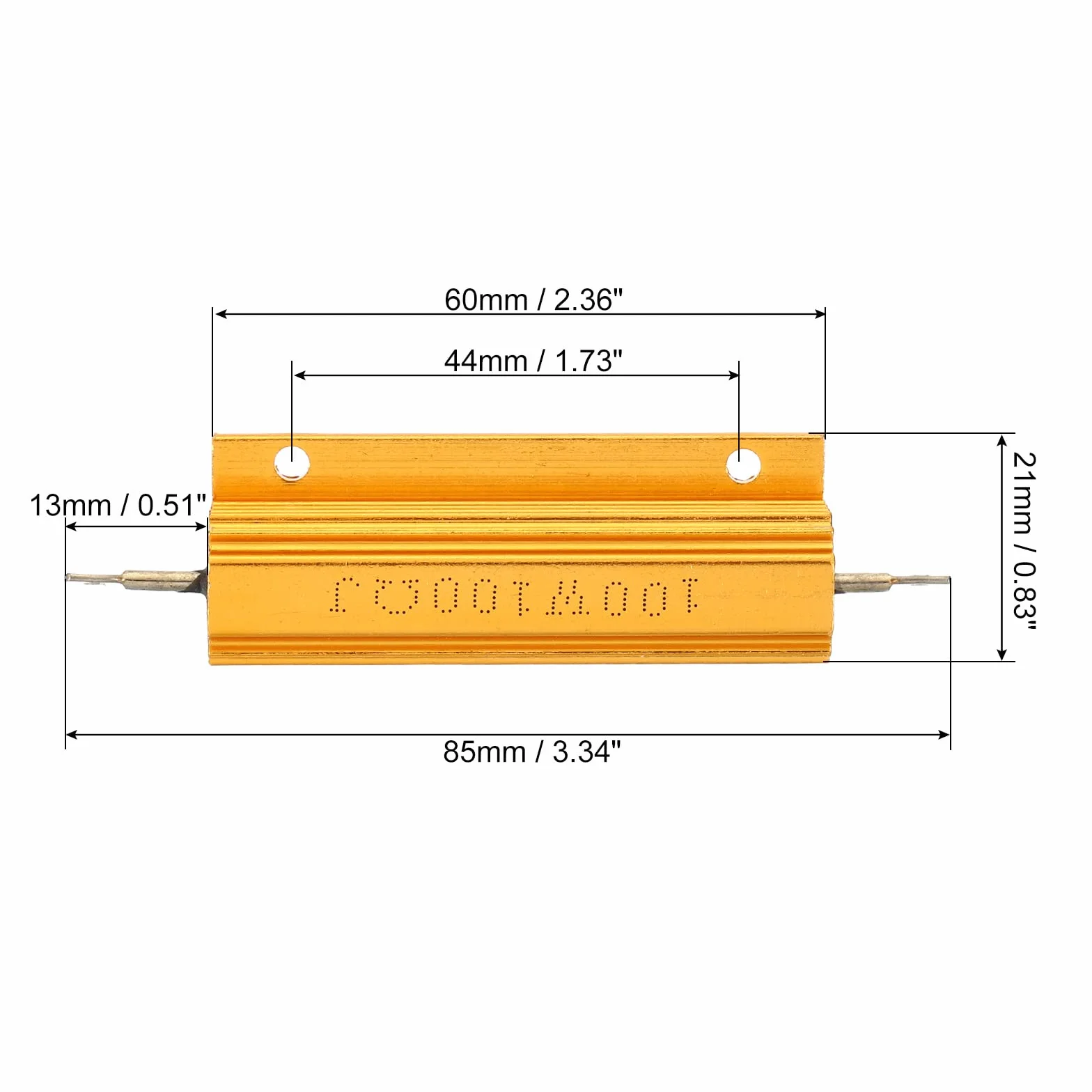PATIKIL 100W 100 Ohm Aluminium Obudowa Rezystor, 2sztuk Aluminium Obudowa Obudowa Obudowa Drutu Owinięte Rezystory Śruba Dotknij Moc Odporność, Złoto