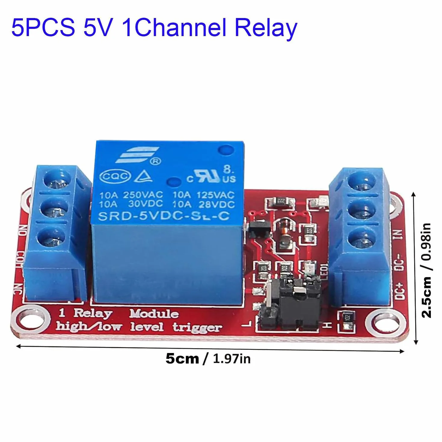 RUNCCI-YUN 5 sztuk moduł przekaźnika 1-kanałowy 5V z transoptorem High Low Level Trigger do Raspberry Pi Arduino