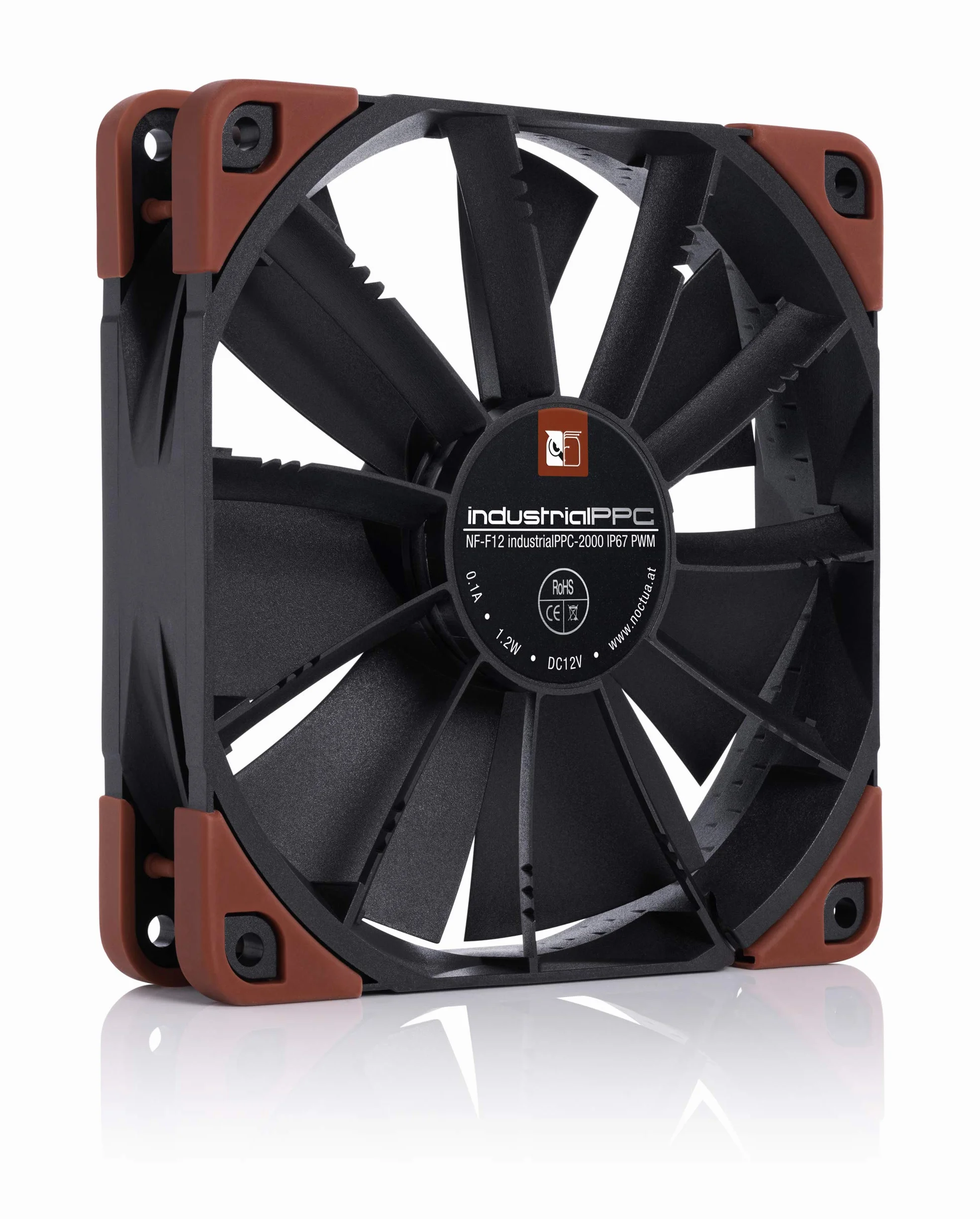 Noctua NF-F12 iPPC-2000 IP67 PWM, 4-Pinowy, Wysokowydajny Wentylator o Prędkości 2000 obr./min (120 mm, Czarny)