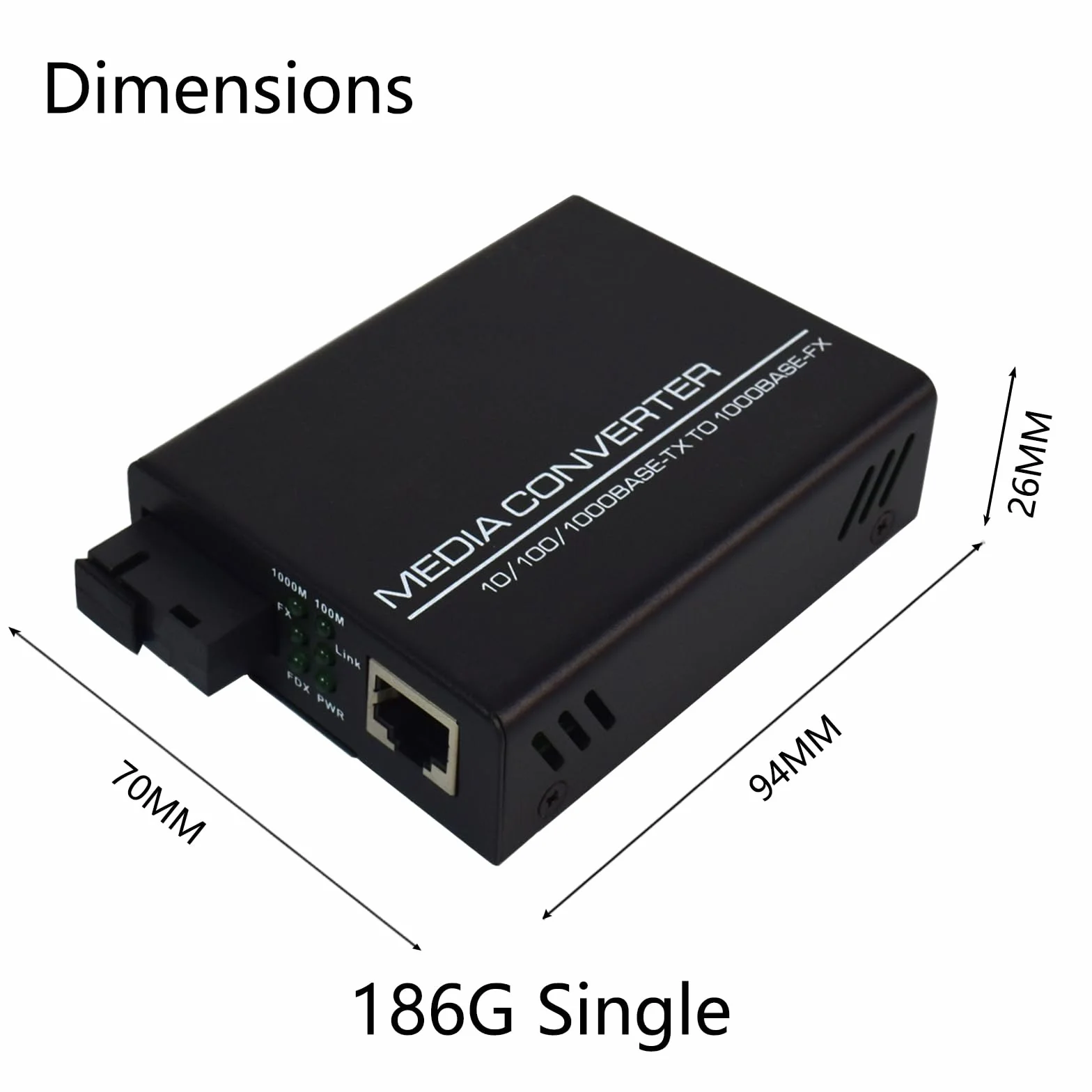 Gigabit Ethernet Media Converter 10/100/1000 Mb/s Konwerter światłowodowy RJ45 SC 5V Zewnętrzne źródło zasilania 2 opakowania