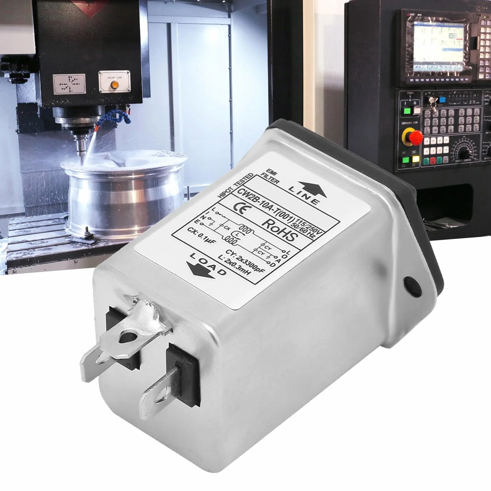 CW2B-10a T (001) Filtr Zasilania EMI Z Gniazdem Bezpiecznika 2 W 1 Pojedynczy Bezpiecznik 125/250 V