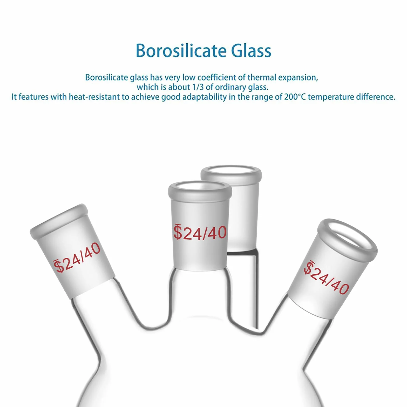 Butelka RBF z 4 szyjkami, okrągła podstawa, ciężka ścianka, szkło borokrzemowe, 1000 ml, standardowy stożek 24/40
