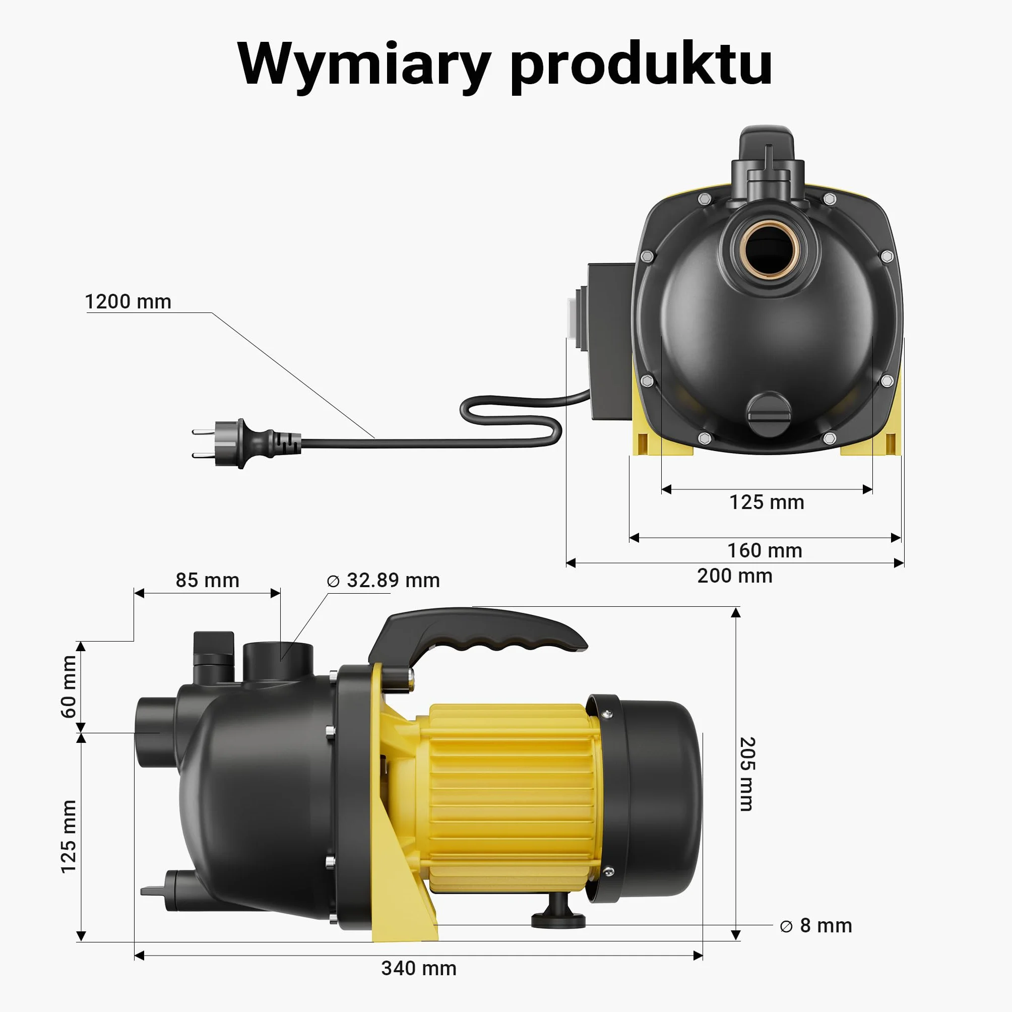 Wiltec Pompa ogrodowa samozasysająca 1200 W, wydajność 3800 l/h do wody deszczowej i studni, trwała pompa powierzchniowa do podlewania ogrodu