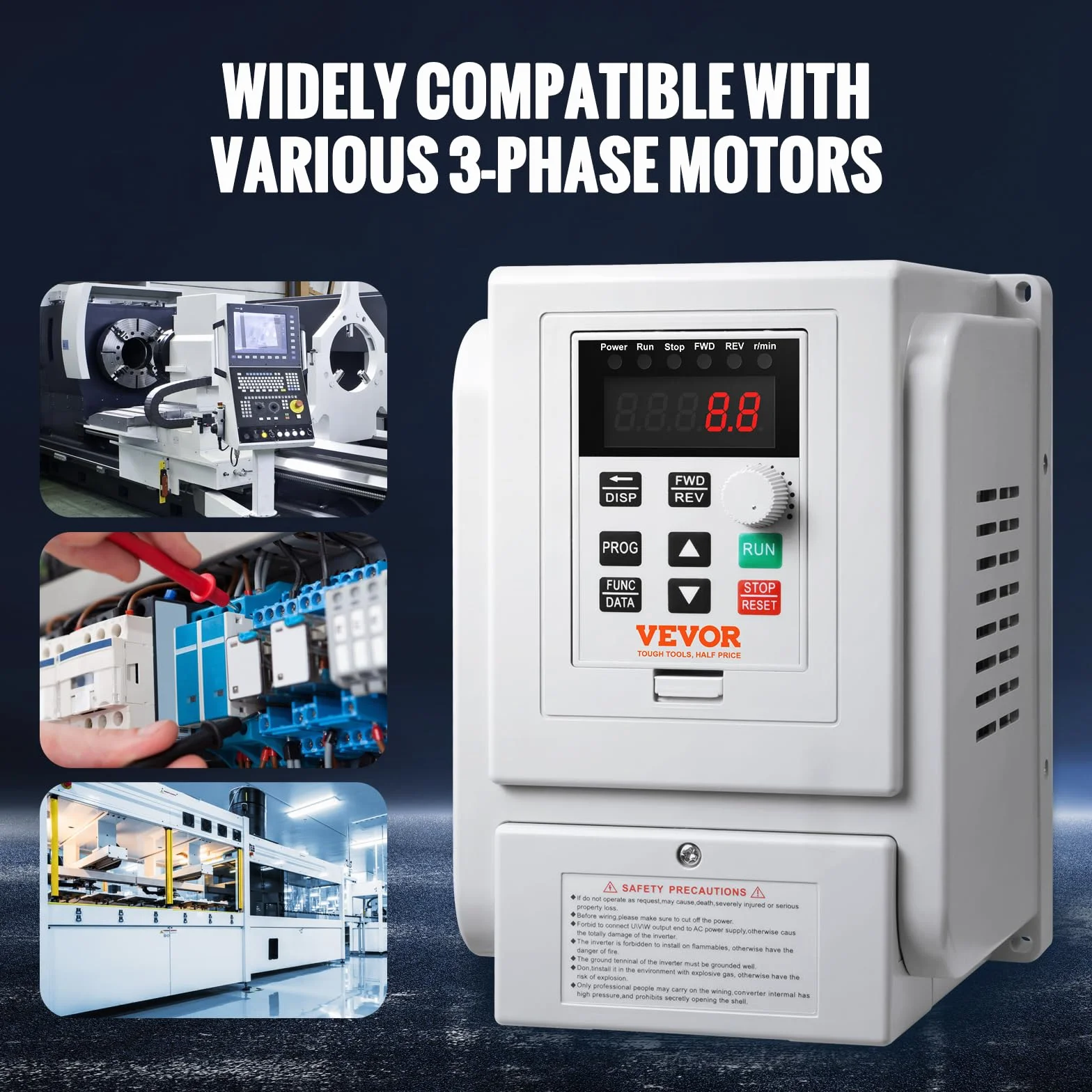 VEVOR 2,2 kW 10 A VFD przetwornica częstotliwości AC 220–240 V regulator prędkości