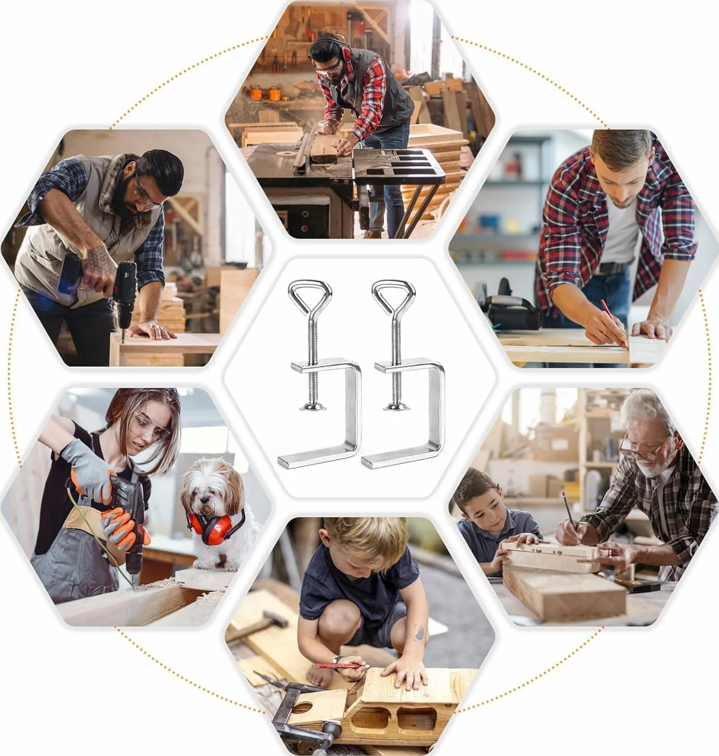 Zaciski C do podnoszenia, 2 sztuki, stal delikatna, Heavy Duty, zacisk nośny do zacisków, zacisków i napinaczy, narzędzi do prac stolarskich, do majsterkowania i naprawy samochodu