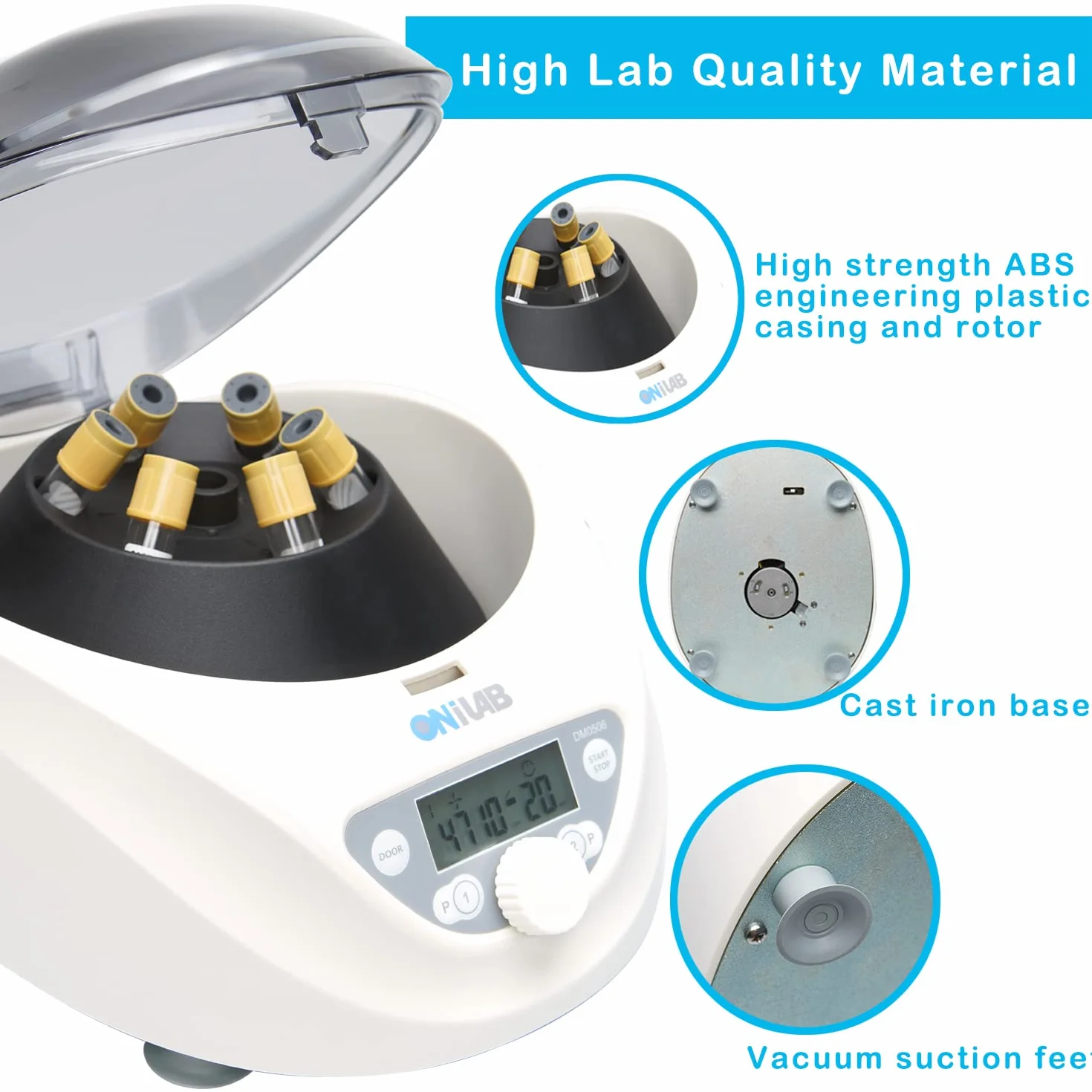 ONiLAB Labor PRP wirówka stołowa 6 x 15 mL/10 mL/7 ml/1,5-5 ml, 300-5000 obr./min (maks. 2600 xg RCF), LCD Digital Desktop Labor, wirówka z timerem 30 sek/99 min, dwa programy szybkiego uruchamiania