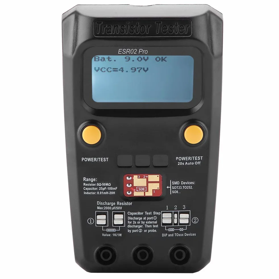 BSIDE Pro Cyfrowy tester tranzystorów Miernik indukcyjności SMD