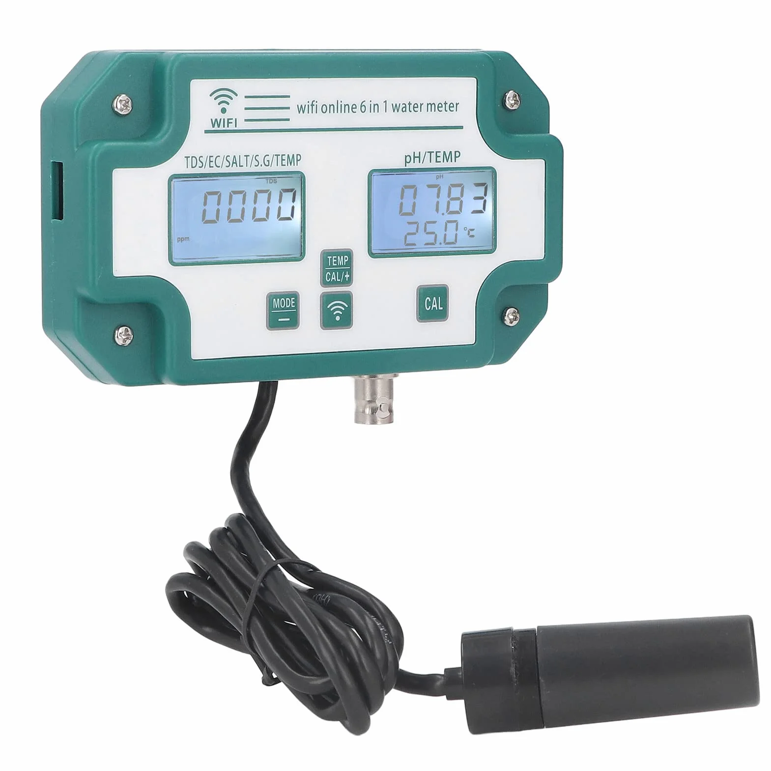 Wielofunkcyjny Miernik Jakości Wody 6 w 1 Połączenie WiFi PH TDS EC SG Tester Temperatury Soli do Akwarium(EU)