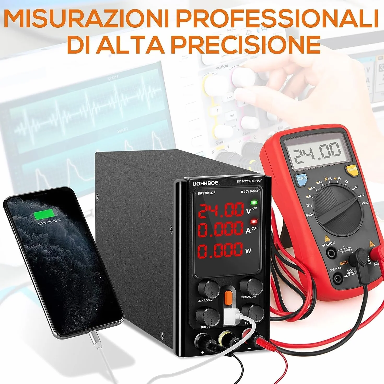 Regulowany zasilacz laboratoryjny 30V 10A DC z wyświetlaczem LED USB 5V 2A