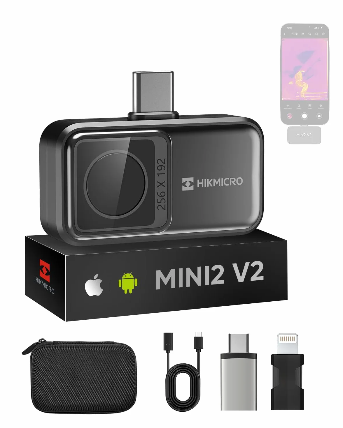 Kamera termowizyjna HIKMICRO Mini2 V2 256x192 IR SuperIR 50° USB-C Lightning