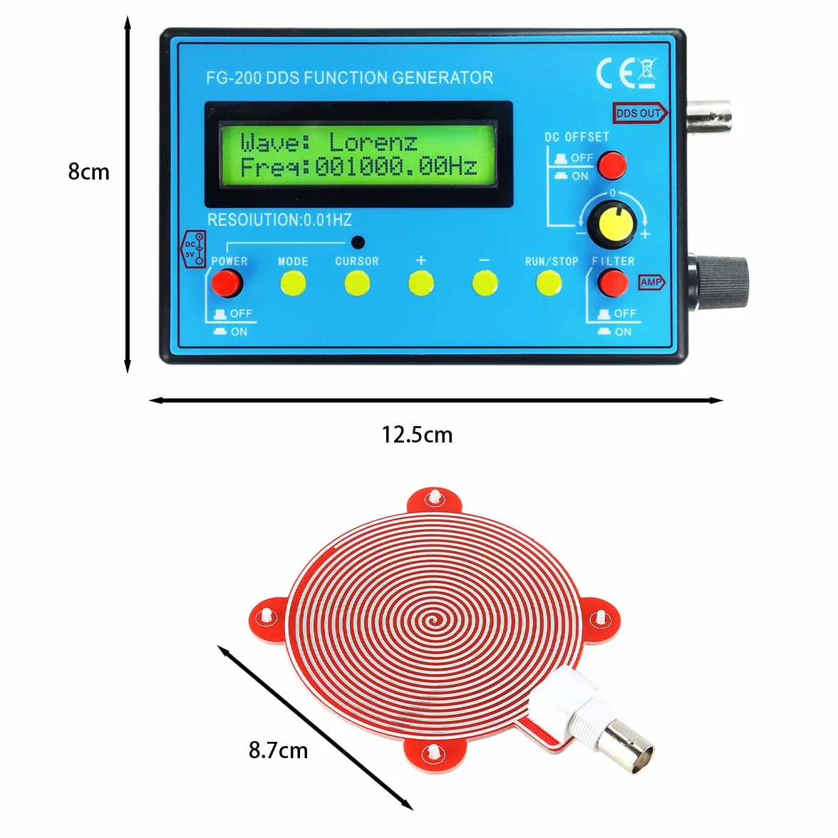 Generator sygnału funkcji DDS FG 200 0,01Hz-500KHz Moduł źródła sygnału