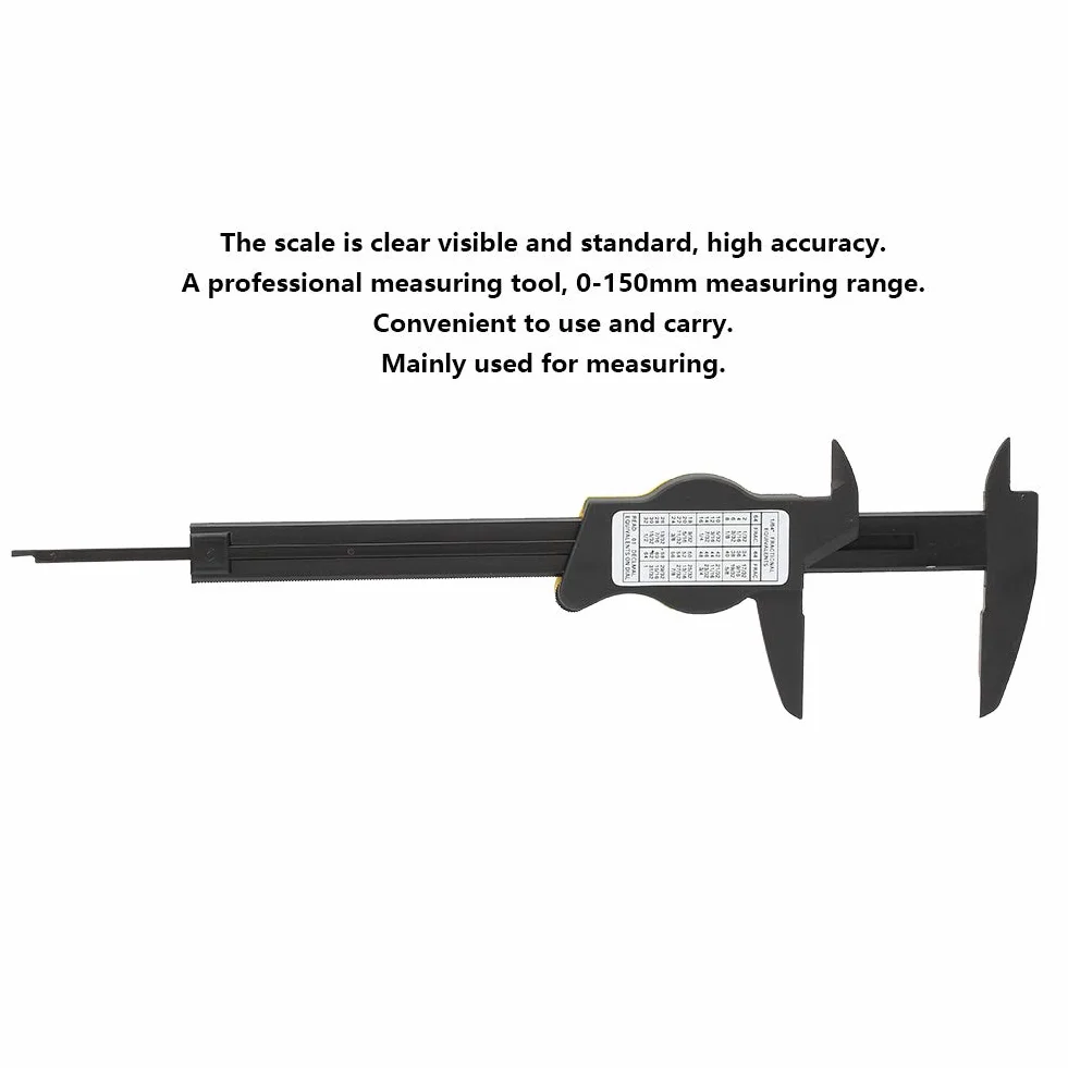 150mm z Tworzywa Sztucznego Dial Vernier, Analogowa Farba Zapadkowa Yctze Vernier Caliper Miernik Narzędzie do Pomiaru z Tworzywa Sztucznego Trwała Tarcza Szybko (żółty (imperialny))
