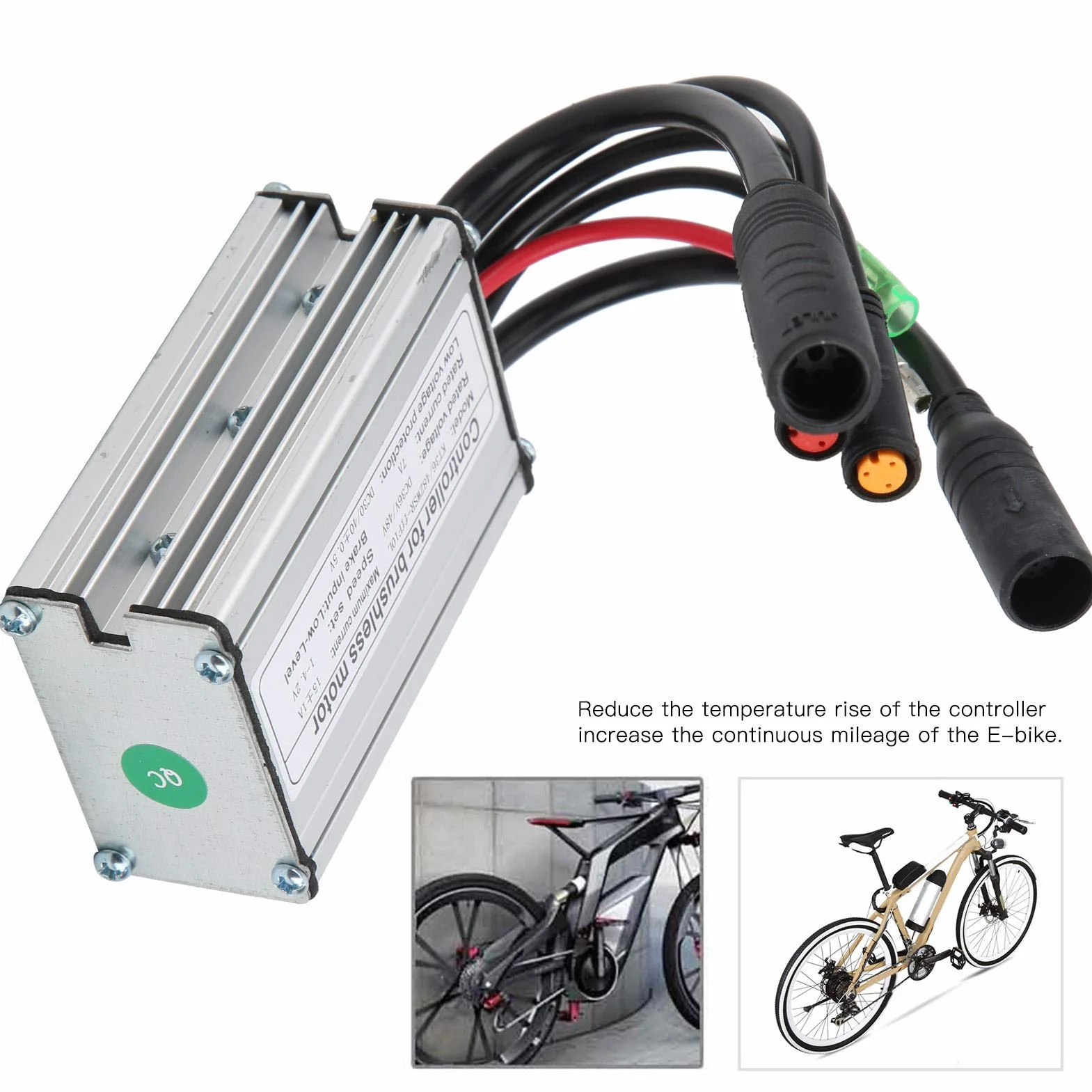 36 V/48 V elektryczny kontroler rowerowy, 8,2 x 5,33 cm, 3,2 x 2,1", 6 rurek 36/48 V KT do 15 A, wodoodporny sterownik silnika z linią świetlną, do rowerów i skuterów elektrycznych