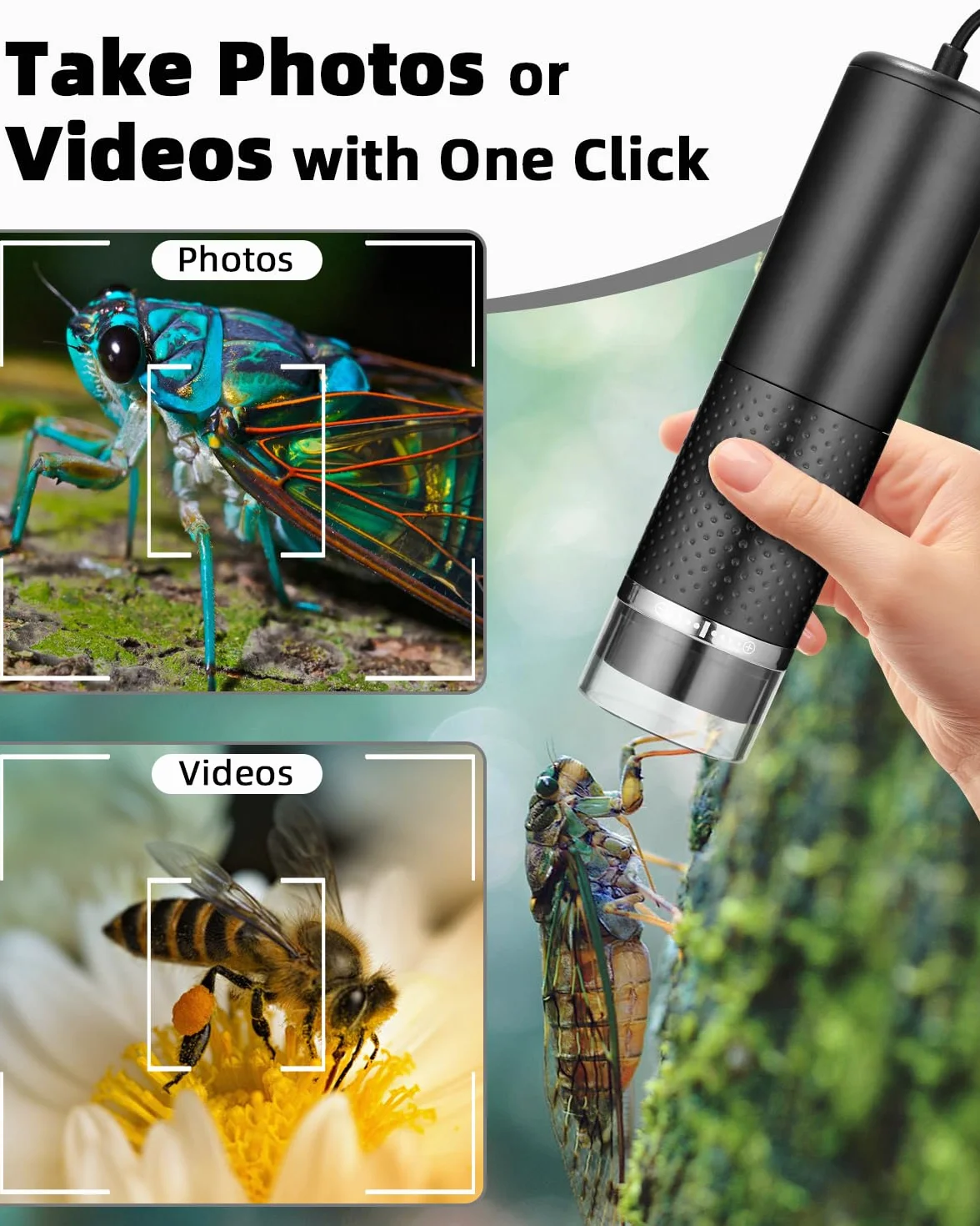 Mikroskop USB 1080p HD 10-200x Cyfrowy Przenośny z Regulacją LED dla Dorosłych i Dzieci