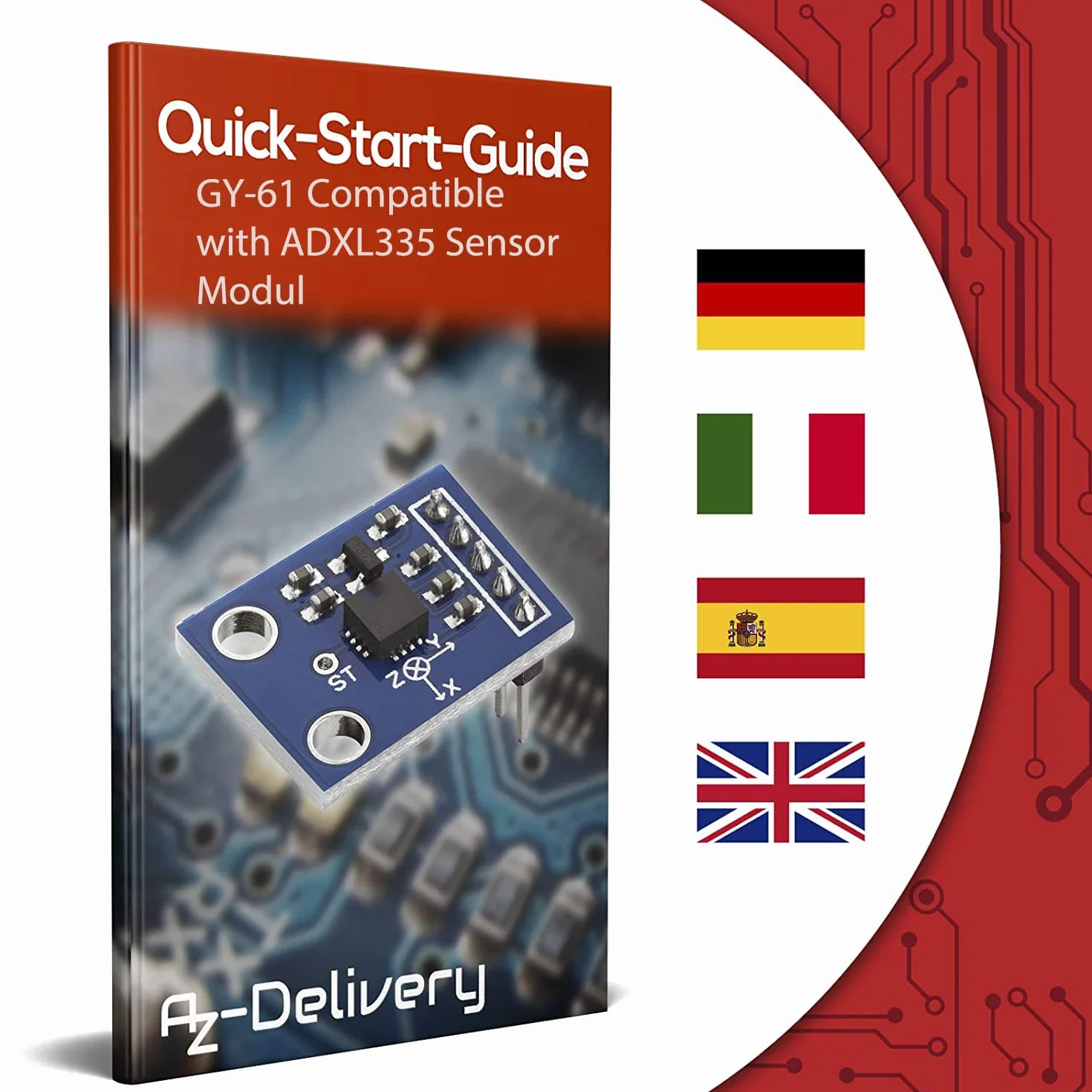 AZDelivery GY-61 ADCL335 Przyspieszeniomierz 3-osiowy Moduł kąta nachylenia Arduino Raspberry Pi