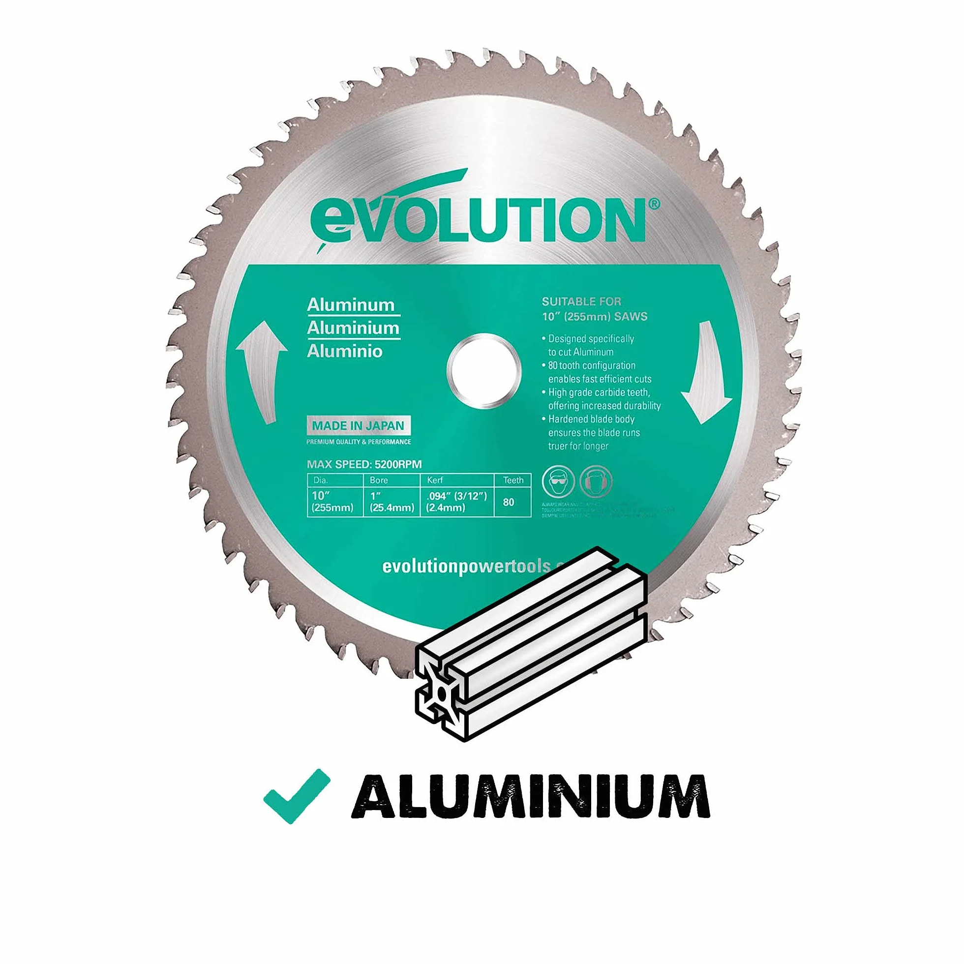 Evolution Power Tools Tarcza do cięcia aluminium A255TCT-80MS 255 mm do ukośnic i pilarek stołowych