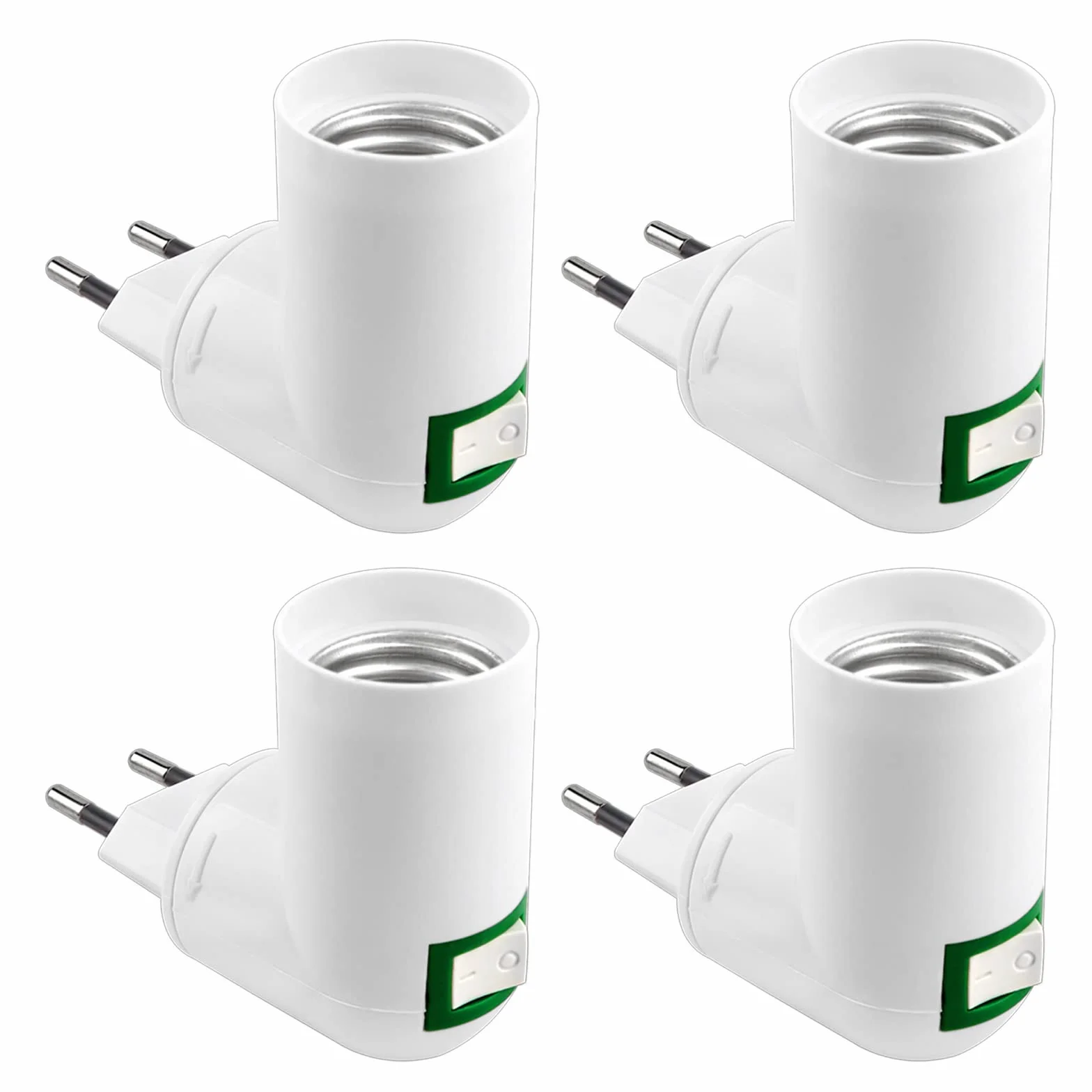 Akynite Oprawka E27 z Przełącznikiem do Żarówek LED - Bez Kabla, AC 230V, Krótka do Kuchni, Ścienna, Garaż, Adapter E27, 4 Sztuki