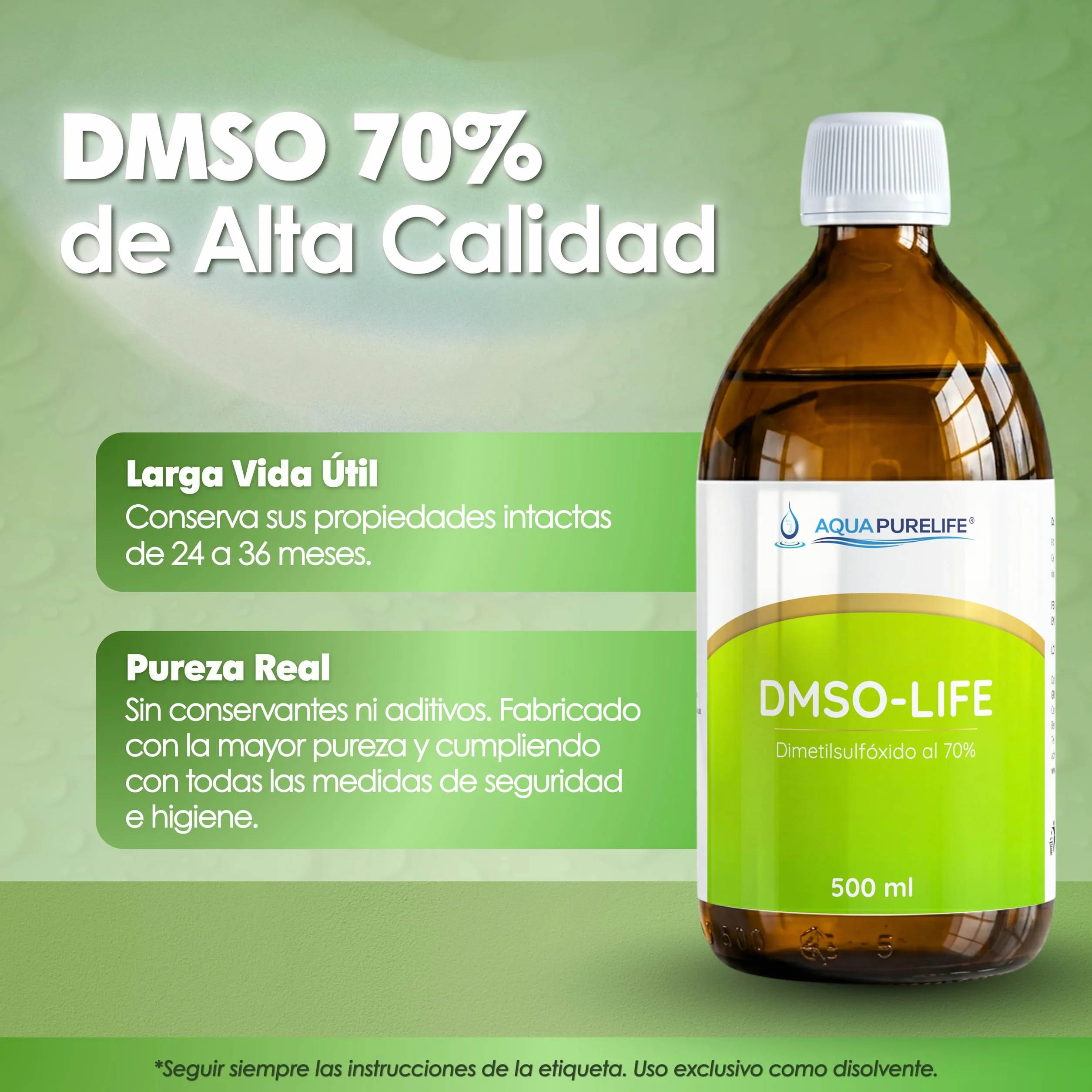 DMSO 70% z kroplami | Dimetylosulfotlenek 500 ml, czystość farmaceutyczna | bezbarwny rozpuszczalnik organiczny | Butelka ze szkła bursztynowego