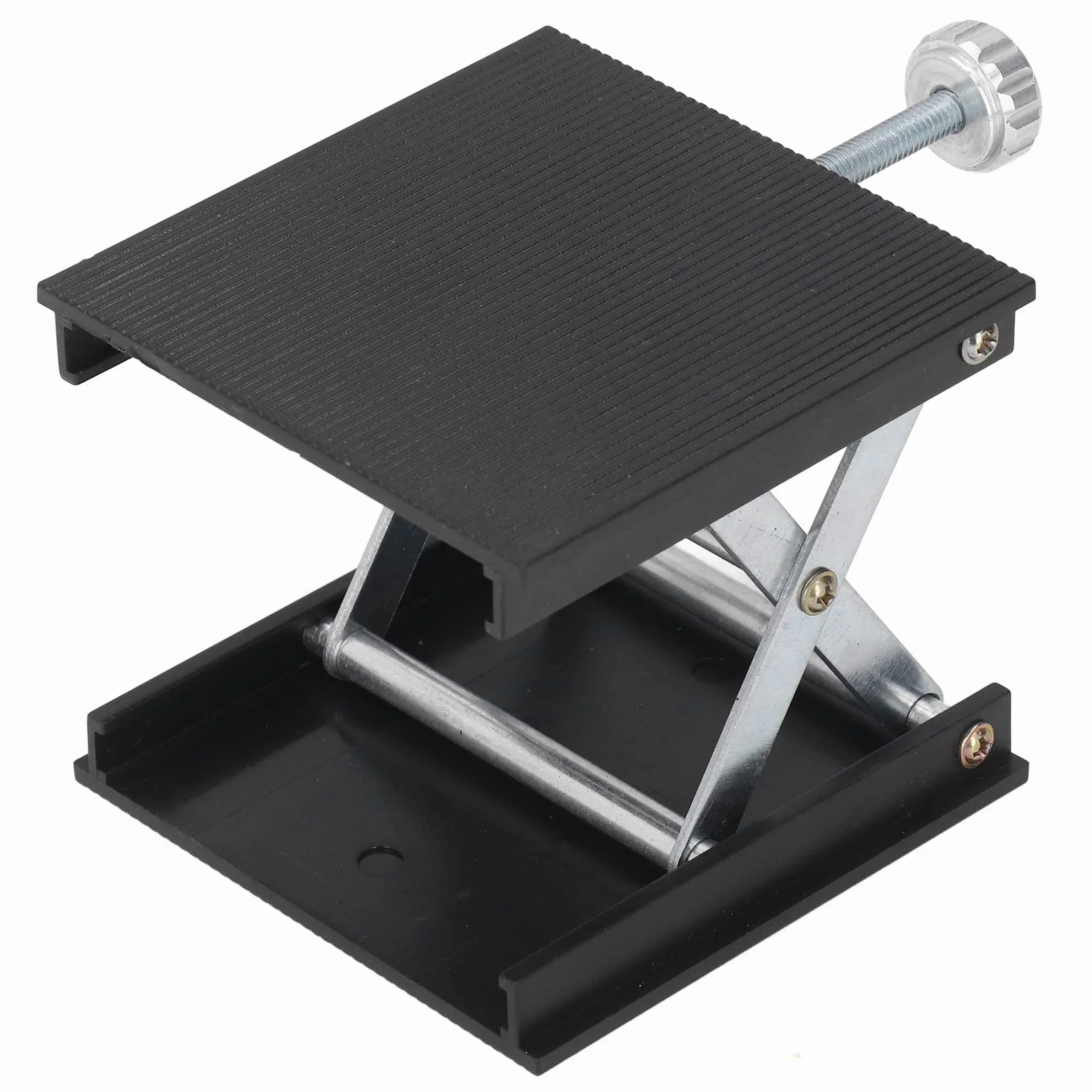 Regulowany Stojak Podnoszący Laboratoryjny 90x90mm Stop Aluminium Platforma z Regulacją Wysokości 26-90mm Czarny Nośność 30kg