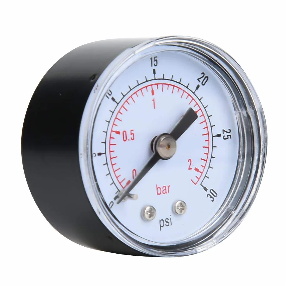 Mechanisches Manometer, 1/8 Zoll BSPT Axialmanometer für Luft, Öl und Wasser(0-30psi,0-2bar)
