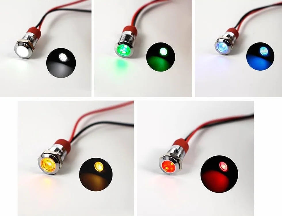 GTIWUNG Włącznik przyciskowy 6 mm z wtyczką drucianą, podświetlany diodami LED, metalowy włącznik przyciskowy, 12 V, przycisk LED, włącznik/wyłącznik do samochodów osobowych