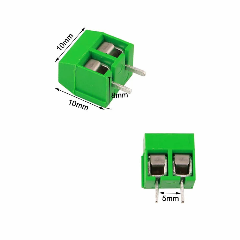 80 szt. Premium 2-pozycyjny 2-pinowy wtykowy blok zacisków PCB, blok zacisków śrubowych do montażu na płytce PCB o rozstawie 5,08 mm (300V / 10A, zielony)