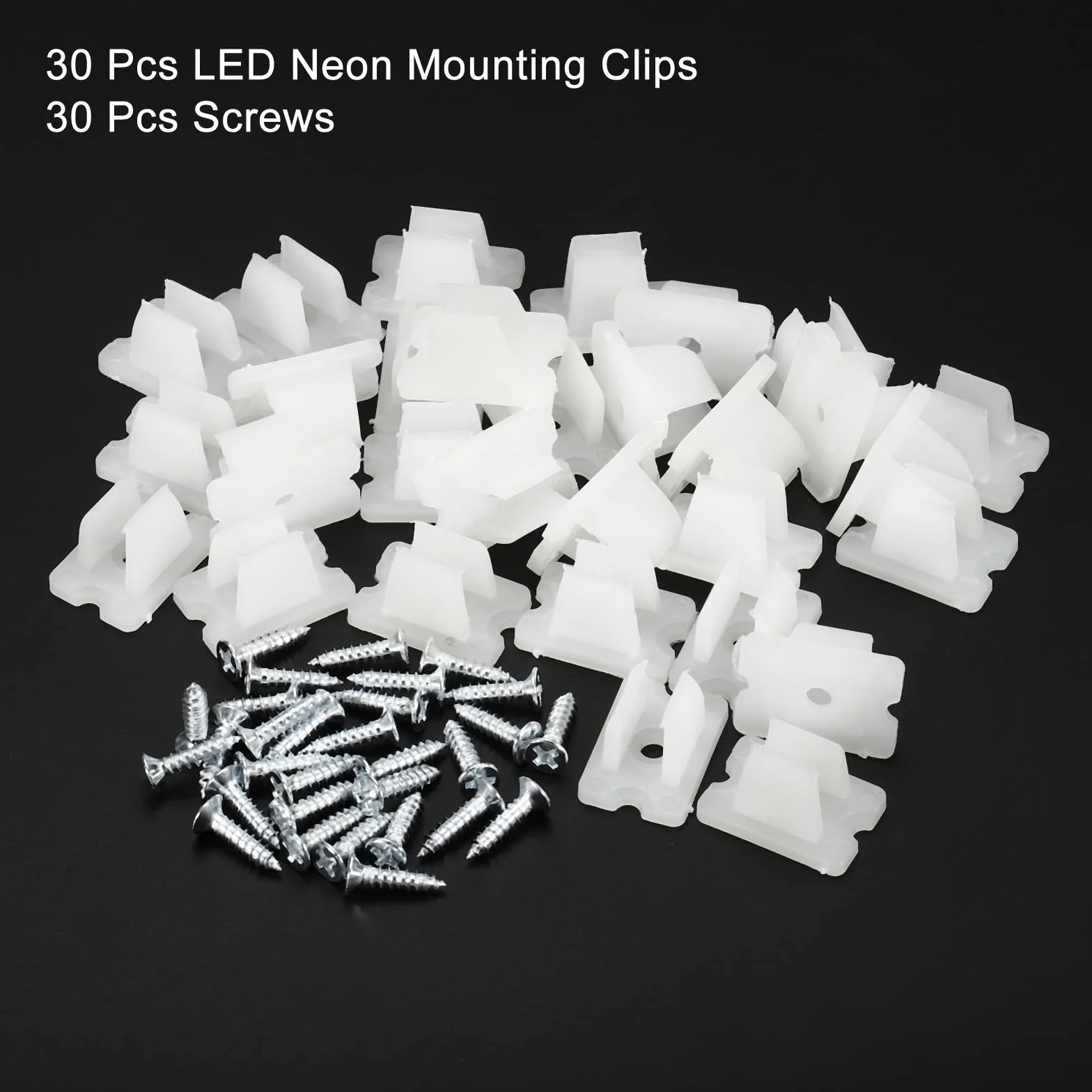 sourcing map 30 sztuk neonowych klipsów montażowych LED, uchwyt, uchwyt, zaciski mocujące, pasują do silikonowych pasków LED 6 mm do 7 mm, przezroczyste