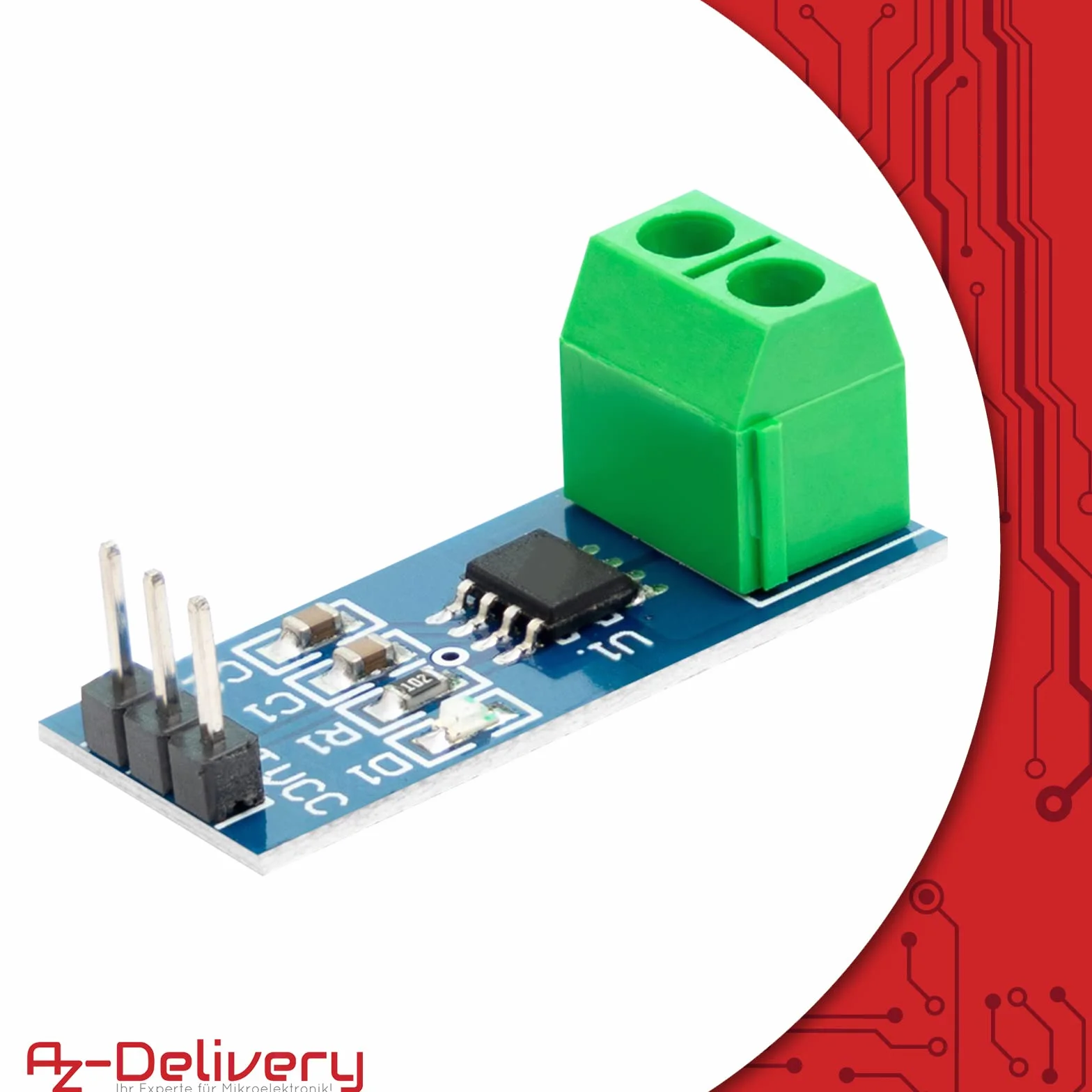 AZDelivery ACS712 30A amperowy moduł czujnika prądu Czujnik prądu kompatybilny z Arduino w tym e-book!
